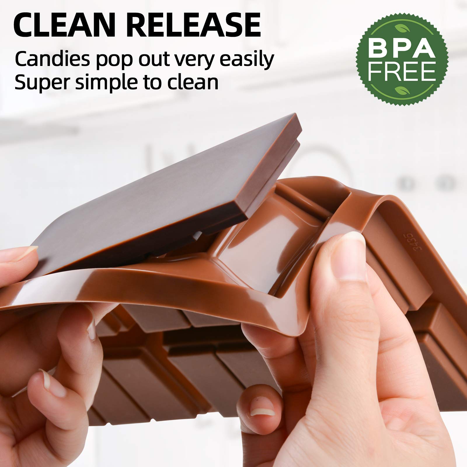 Fimary Chocolate Molds - Non-Stick Chocolate Candy Molds, Food Grade Silicone Chocolate Bar Mold For Baking, Candy, Chocolate Sn