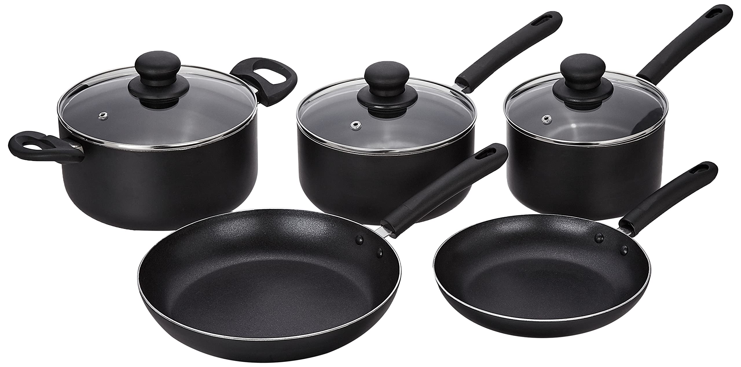 Amazon Brand - Solimo Aluminium Non-Stick Cookware Set, 11 Piece, Black