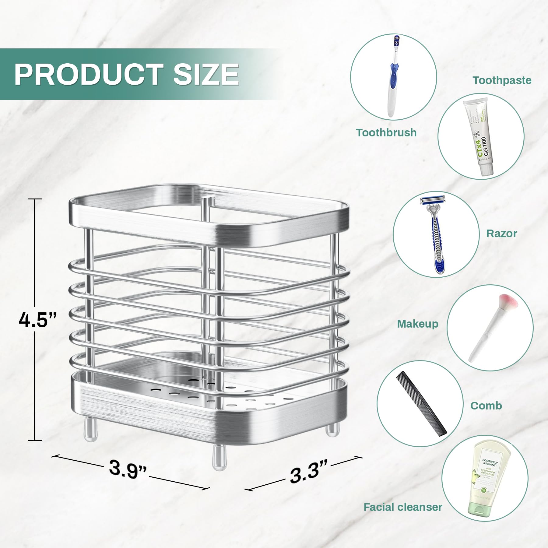 Oasiteege Electric Toothbrush Holder For Bathroom, Stainless Steel Toothpaste Tooth Brush Organizer Storage Cup For Shower, Kids