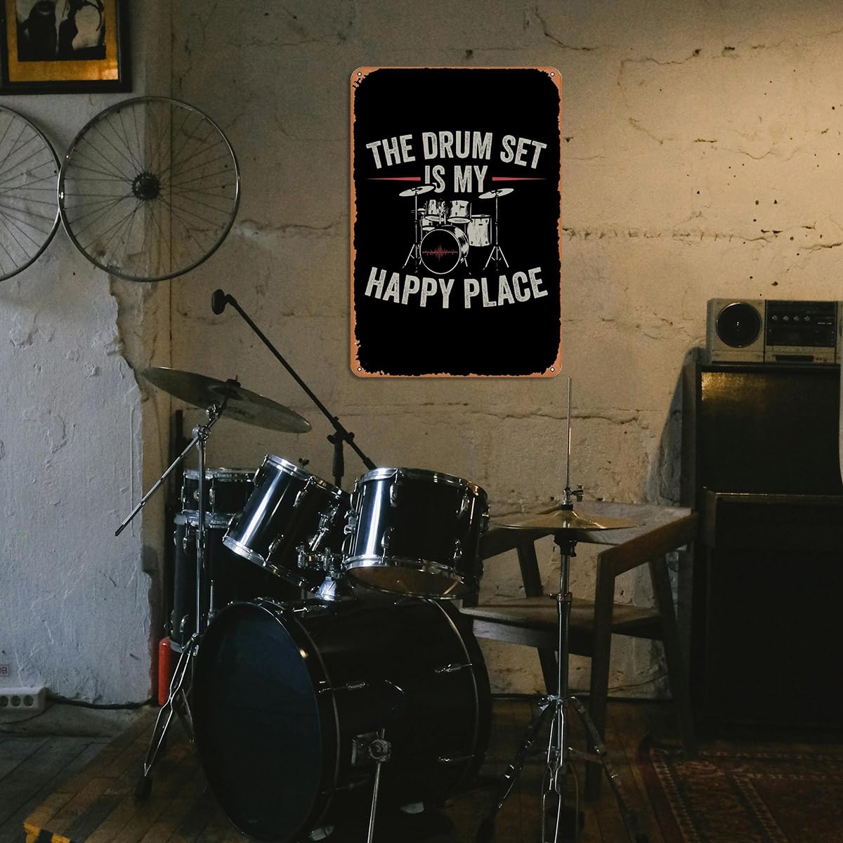 Drums Player Metal Sign Drum Set Is My Happy Place Signs - Vintage Dru ...