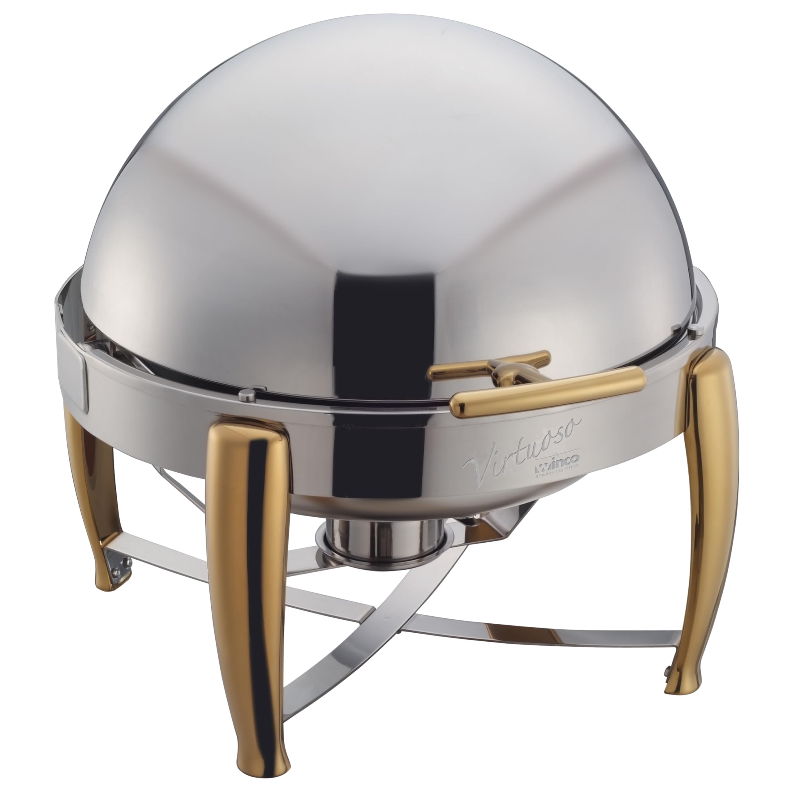 Winco Virtuoso Round Food Chafer, 6-Quart, Gold Accent
