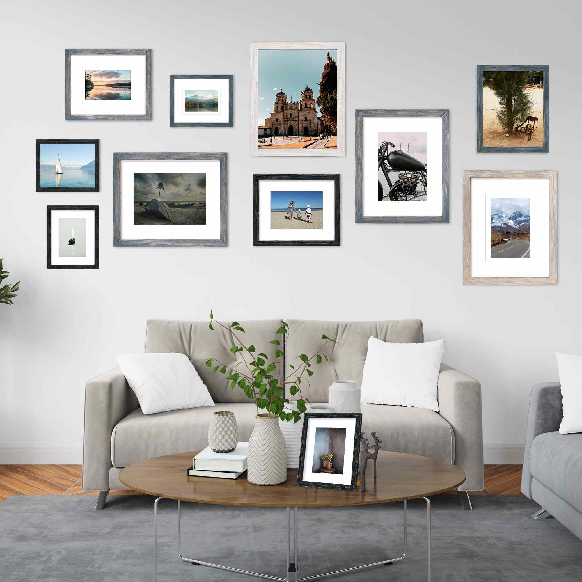 11x14 Hanging Picture Frames,Solid Wood,Not Glass,Display Pictures 5x7,8x10 with Mat or 11x14 Without Mat,Stable Sturdy Picture