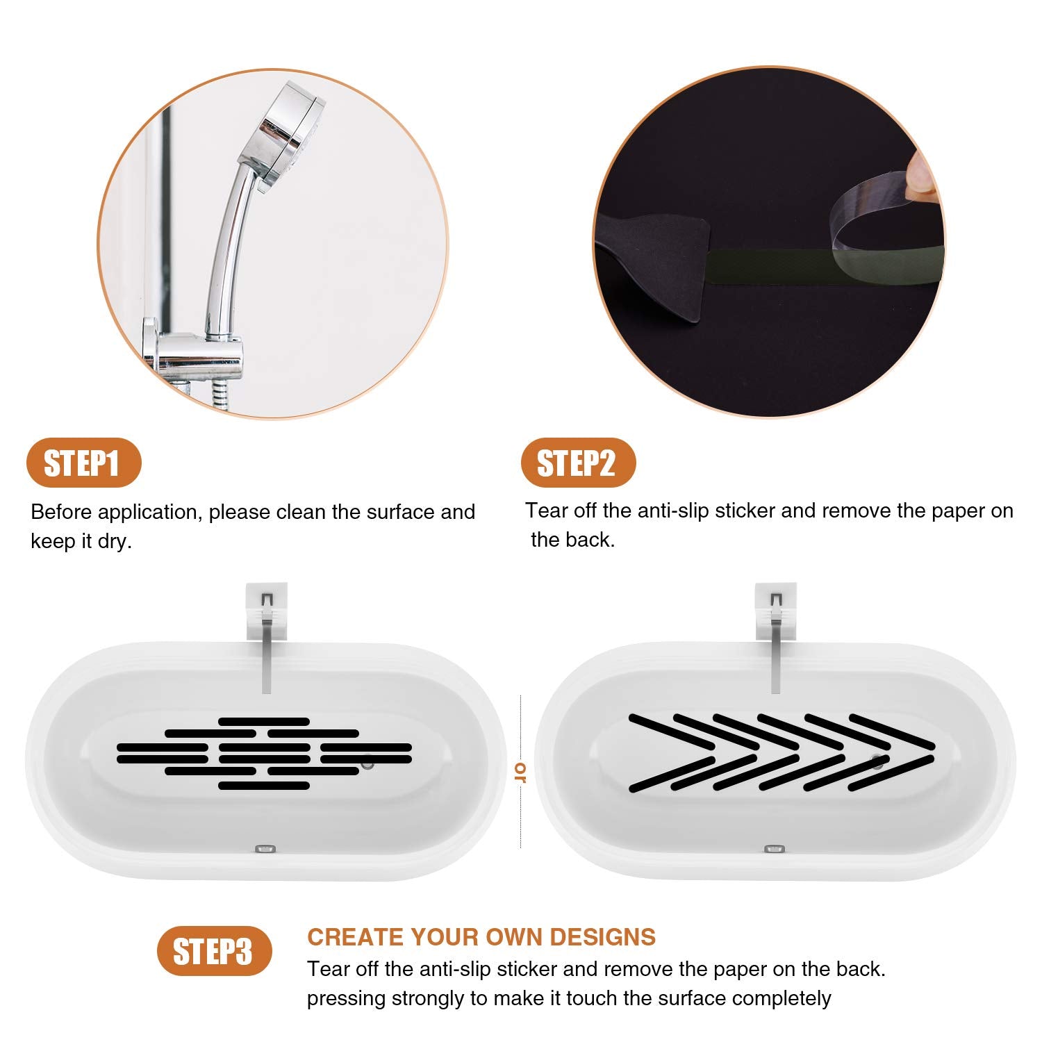 Secopad Non-Slip Bathtub Stickers 24 Pcs Safety Bathroom Tubs Showers Treads Adhesive Decals Scraper (Black)