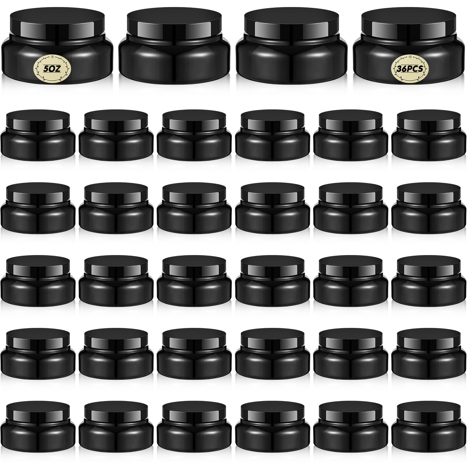 Didaey 36 Pack 5 Oz Round Wide-Mouth Leakproof Plastic Container Jars With Lids Refillable Plastic Cosmetic Containers For Kitch