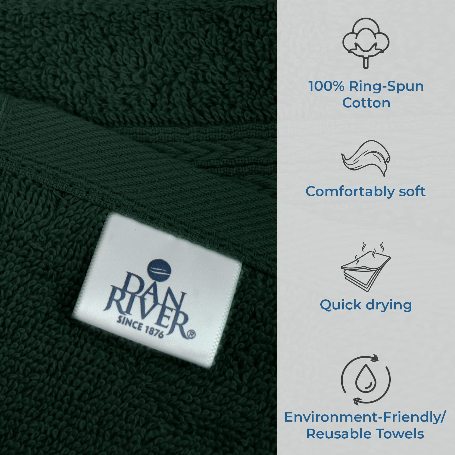 Dan River 100% Luxurious Cotton Bath Towels Set - Premium Quality Pack Of 8 - Ultimate Comfort And Absorbency For Bathroom, Luxu