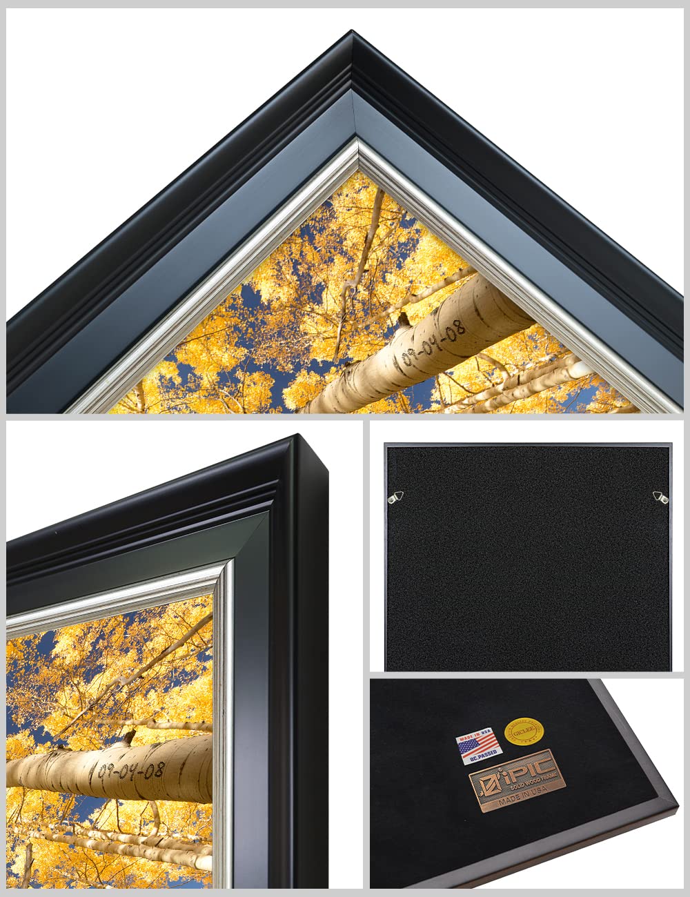 Ipic - Fall In Love, Personalized Ideal Gift Custom Framed Wall Art With Names And Date, Giclee Prints With Solid Wood Frame, Un