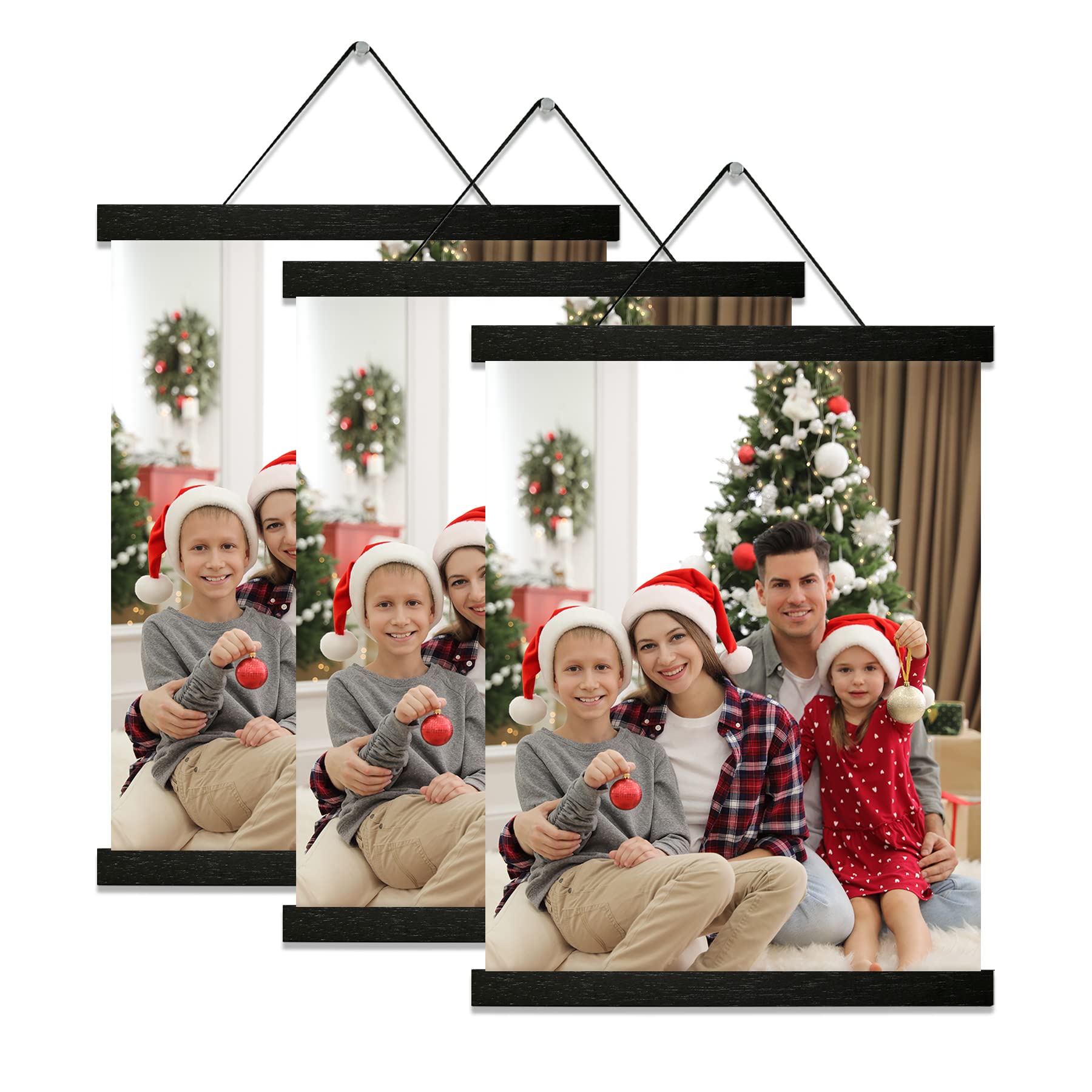 Yk Artwood 3 Pack Magnetic Poster Hanger Frame 16 Inch Black- 16X24 16X22 16X20 Poster Frame- Extra Strong Magnets, Wood Poster