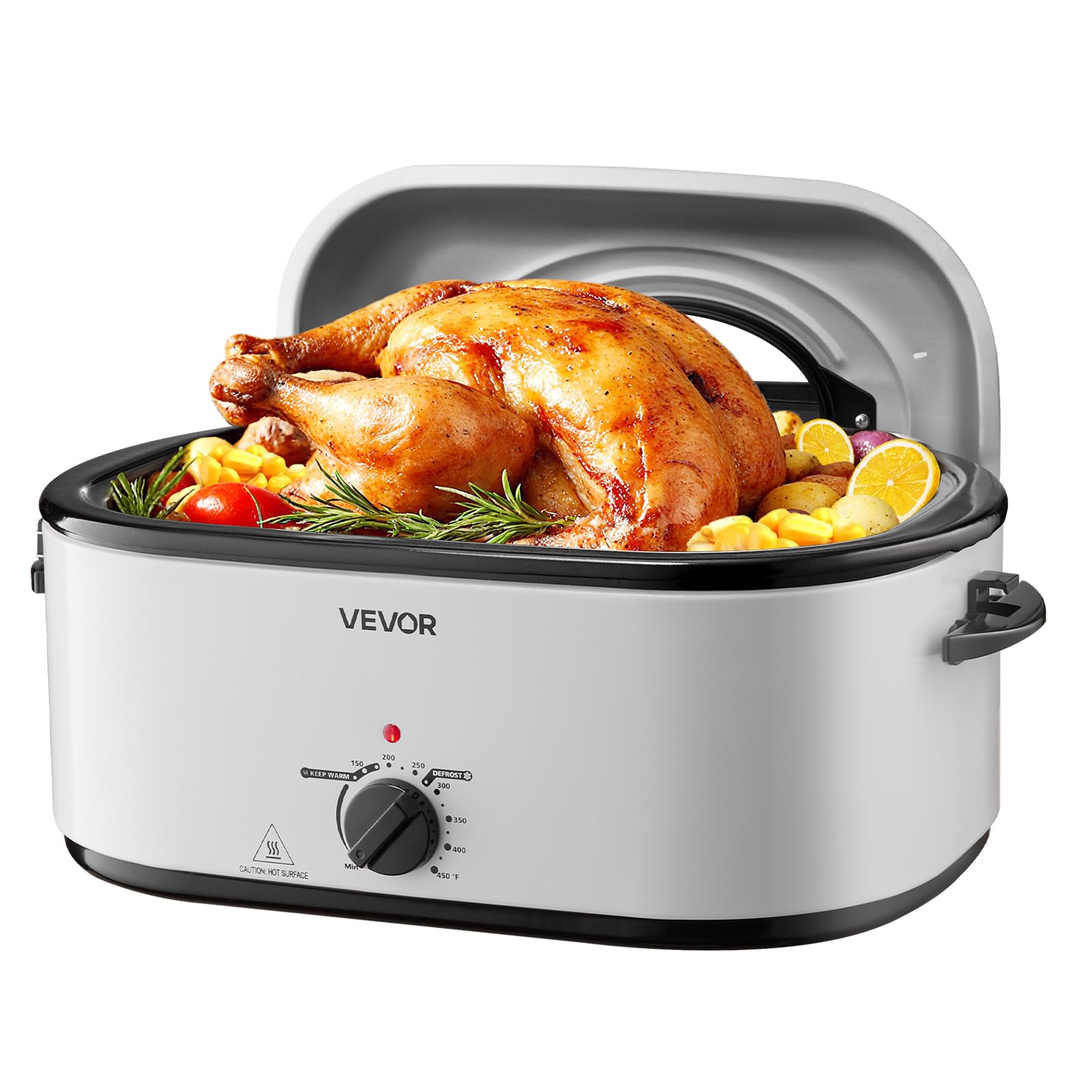 VEVOR Roaster Oven, 26QT Electric Roasting Pan, 150-450? Adjustable Temperature Fast-Cooking Turkey Roaster with Cool-Touch Hand
