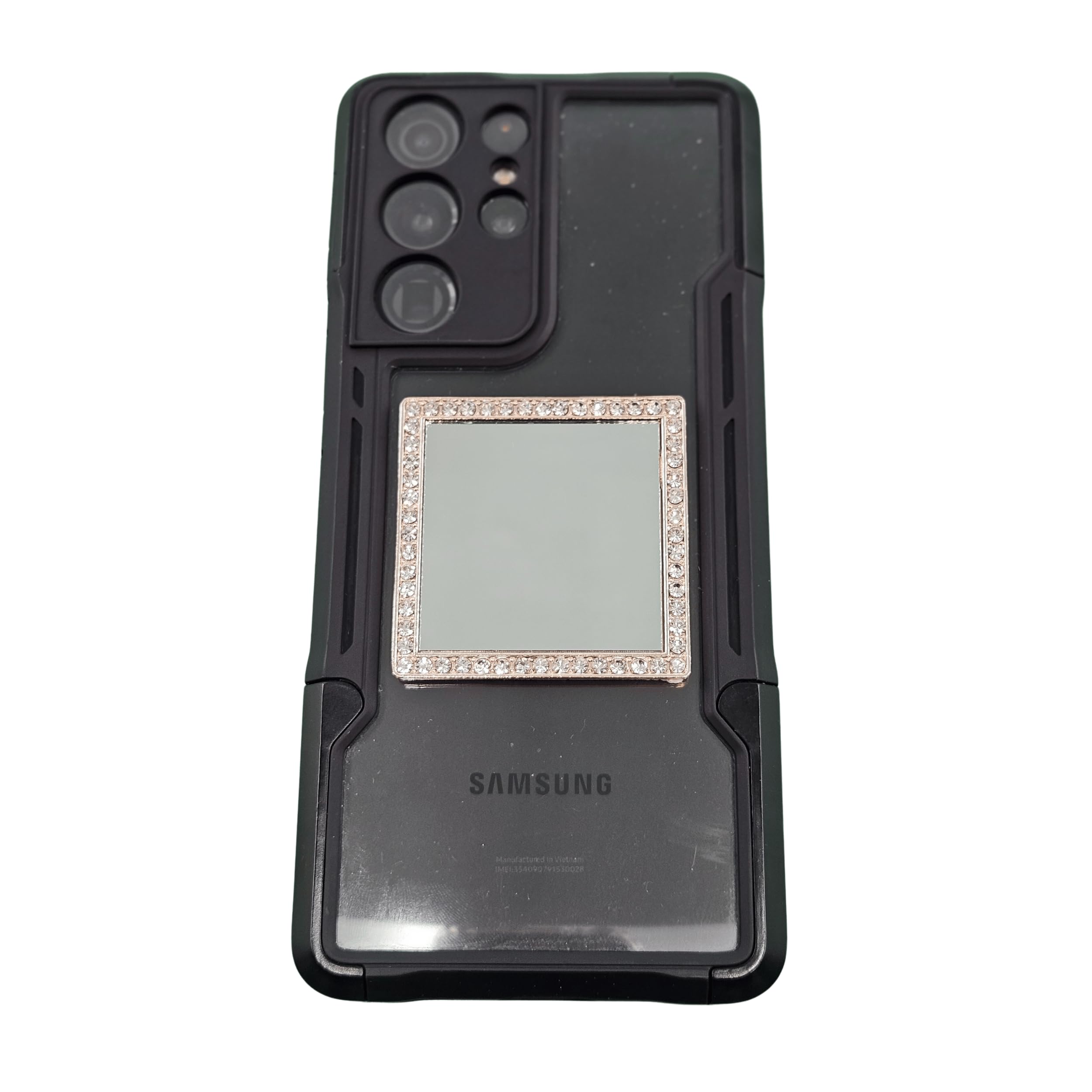 Wireless City Diamond Bling Makeup Mirror For Phone Case - Rose Gold, Stick-On Vanity Mirror With Cubic Zirconia Stones, Univers