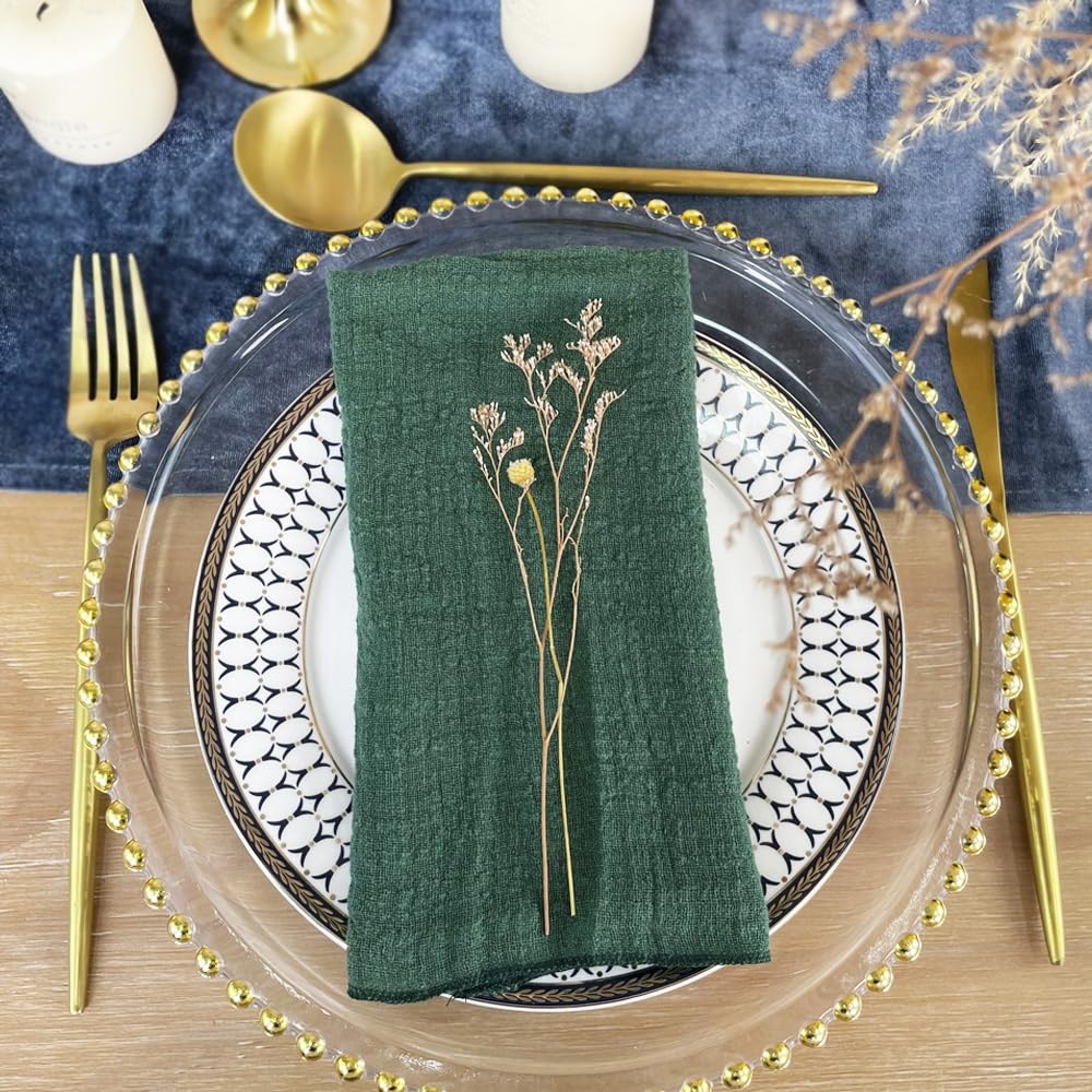 Ehldekol Gauze Cloth Napkins 6 Pack 16X16 Inches Dinner Parties, 100% Natural Soft Cotton Weddings Parties Family Everyday Use B
