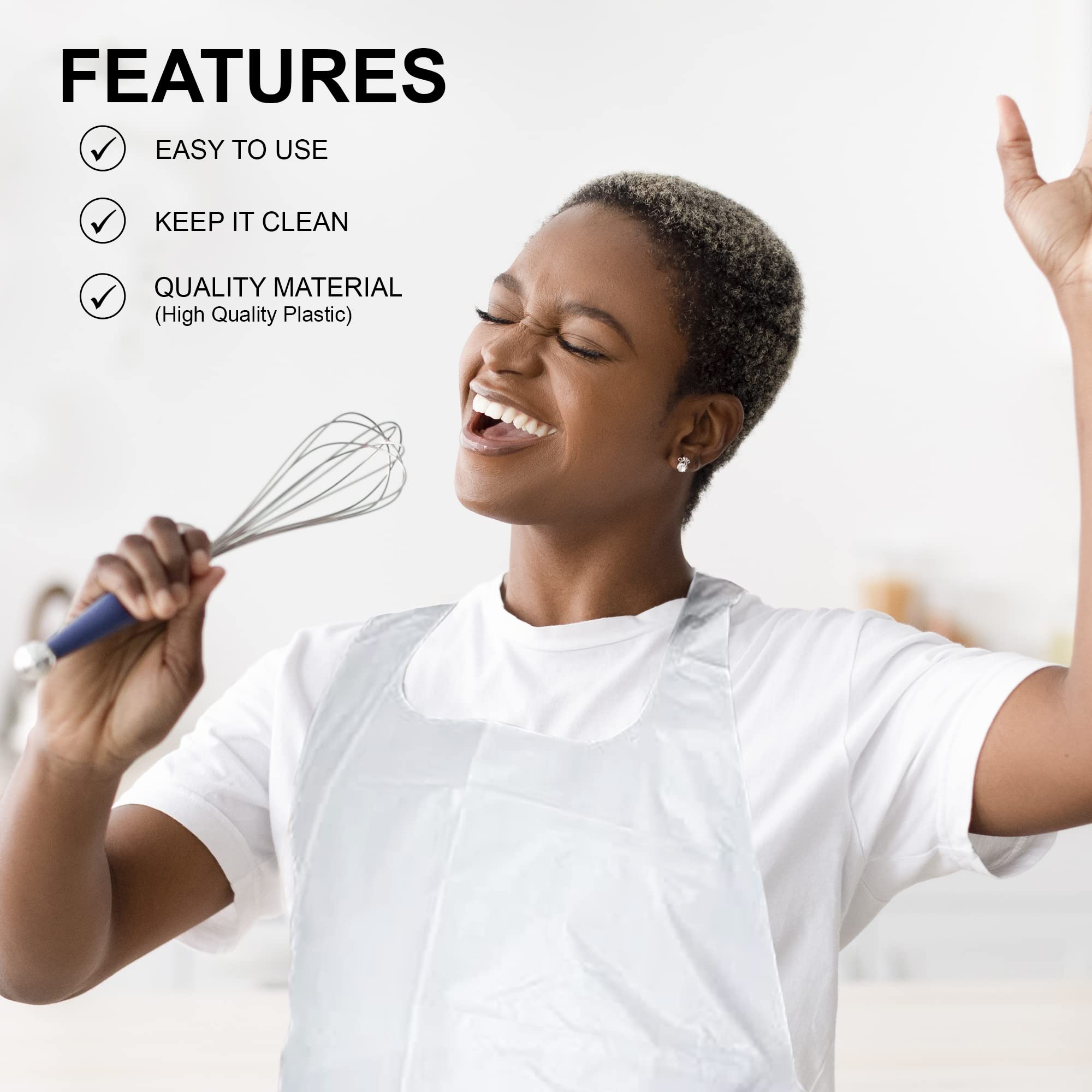 Mt Products White Plastic/Poly Apron 46 '' X 28 '' - Disposable Kitchen Apron - Pack Of 25
