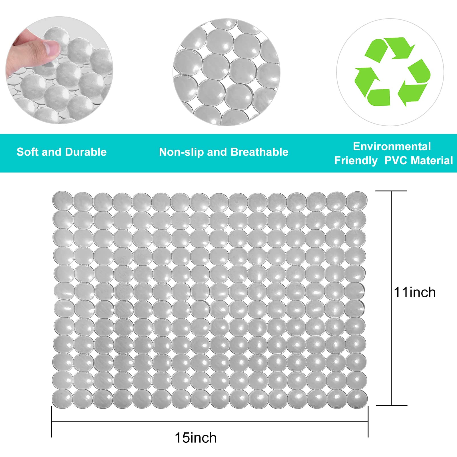 Coopay 2 Pack Kitchen Sink Mat Plastic Sink Protect Mat Pvc Eco-Friendly Kitchen Adjustable Stainless Steel/Porcelain Dish Dryin