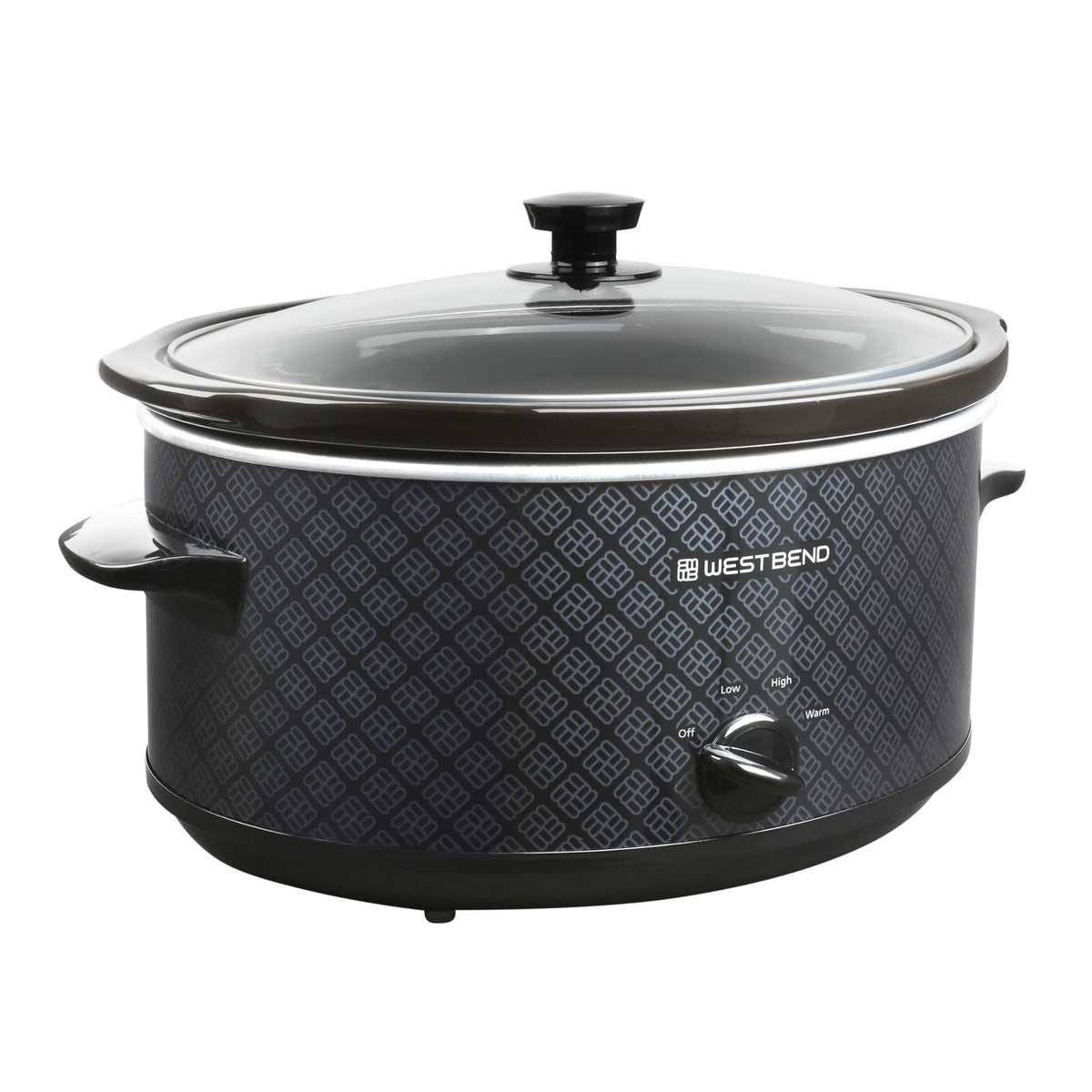 West Bend Slow Cooker 6-Quart Manual Crockery Style With Dishwasher Safe Oval Ceramic Crockpot And Glass Lid Two Temperature Set