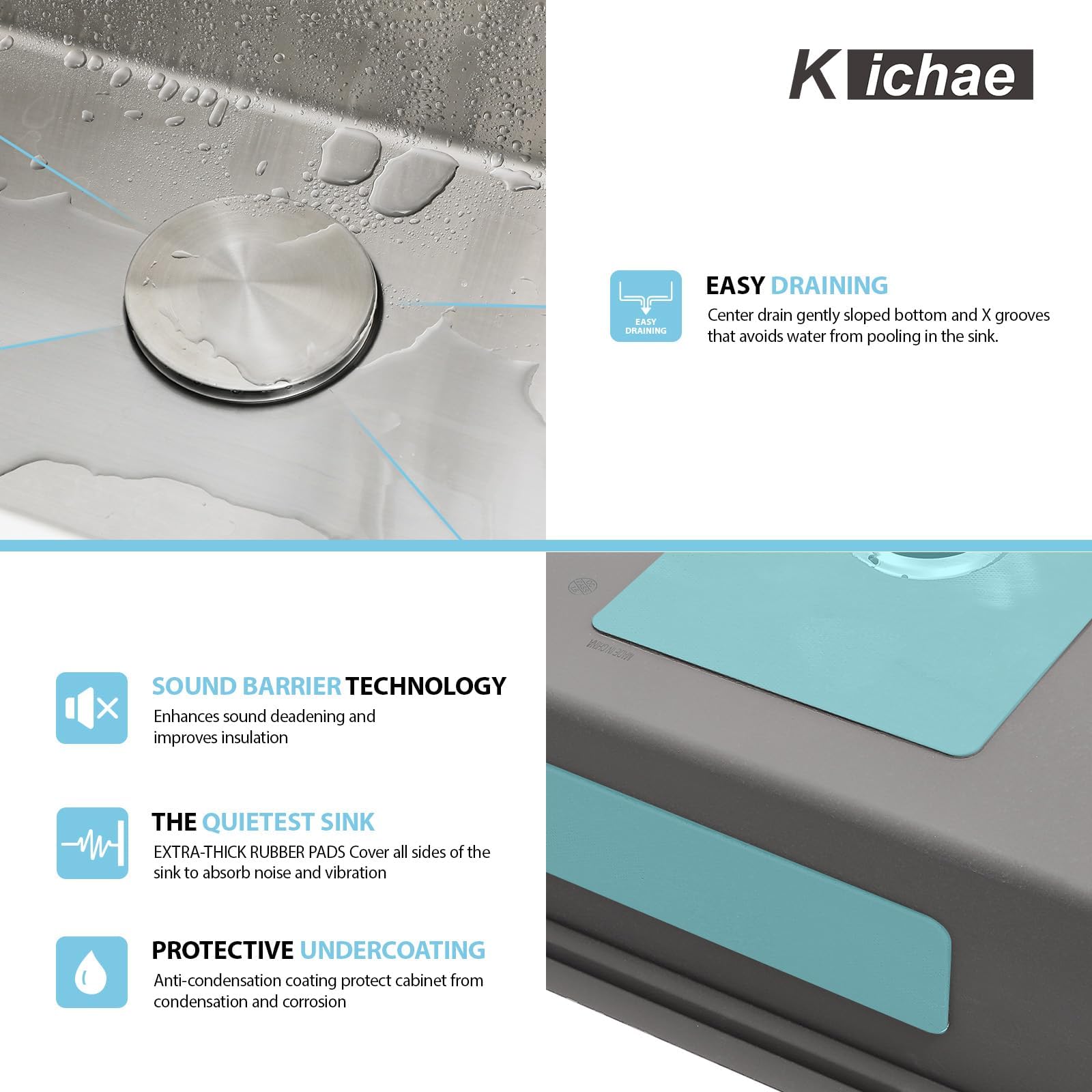 Kichae 12 Deep Laundry Sink Undermount - 24 Inch Laundry Sink Undermount Utility Sink Stainless Steel Single Bowl Under Counter