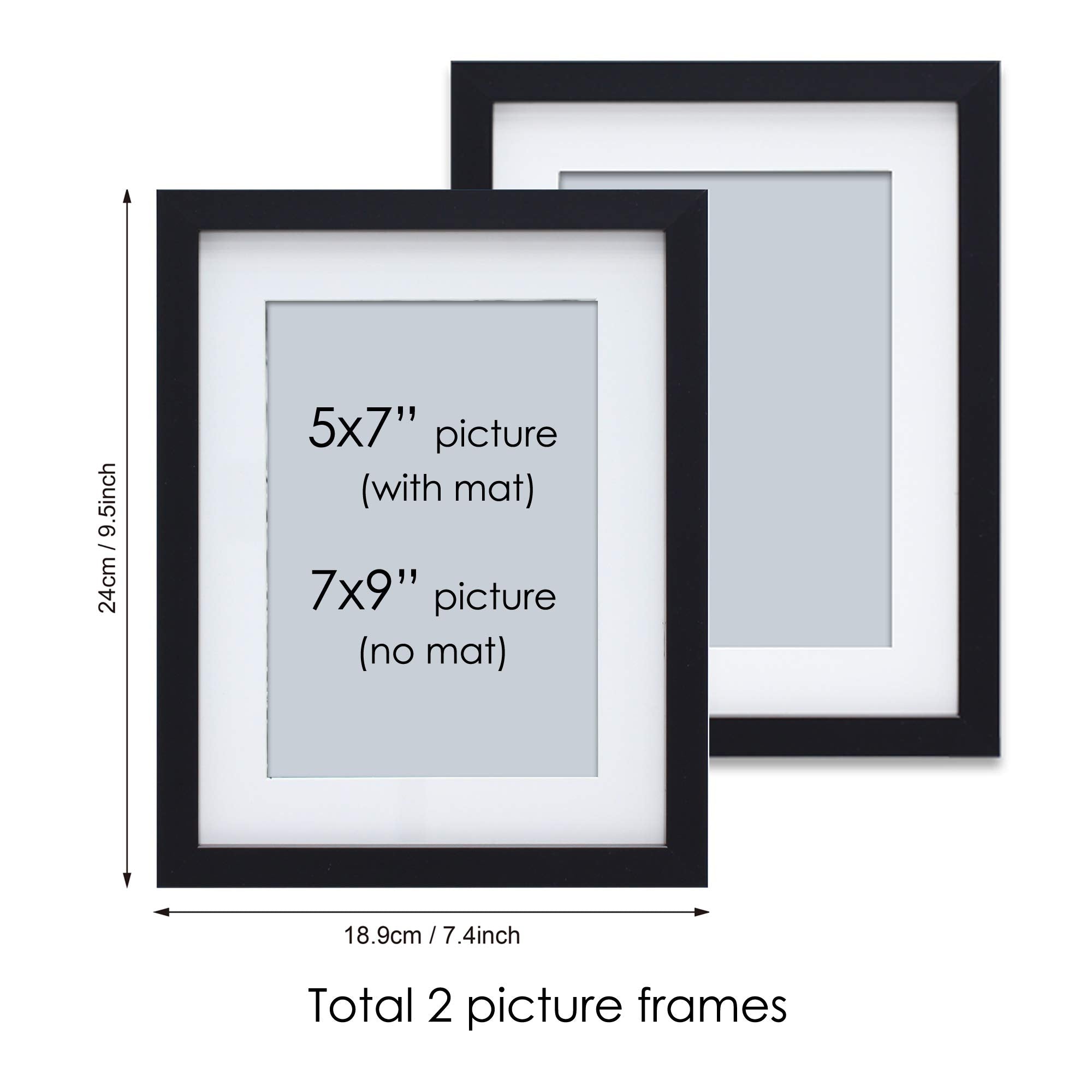 Mimosa Moments Gallery Picture Frame Wall Set With Art Prints And Paper Matt, Good For Two 5X7 Photos (Black, Set Of 2-5X7'')