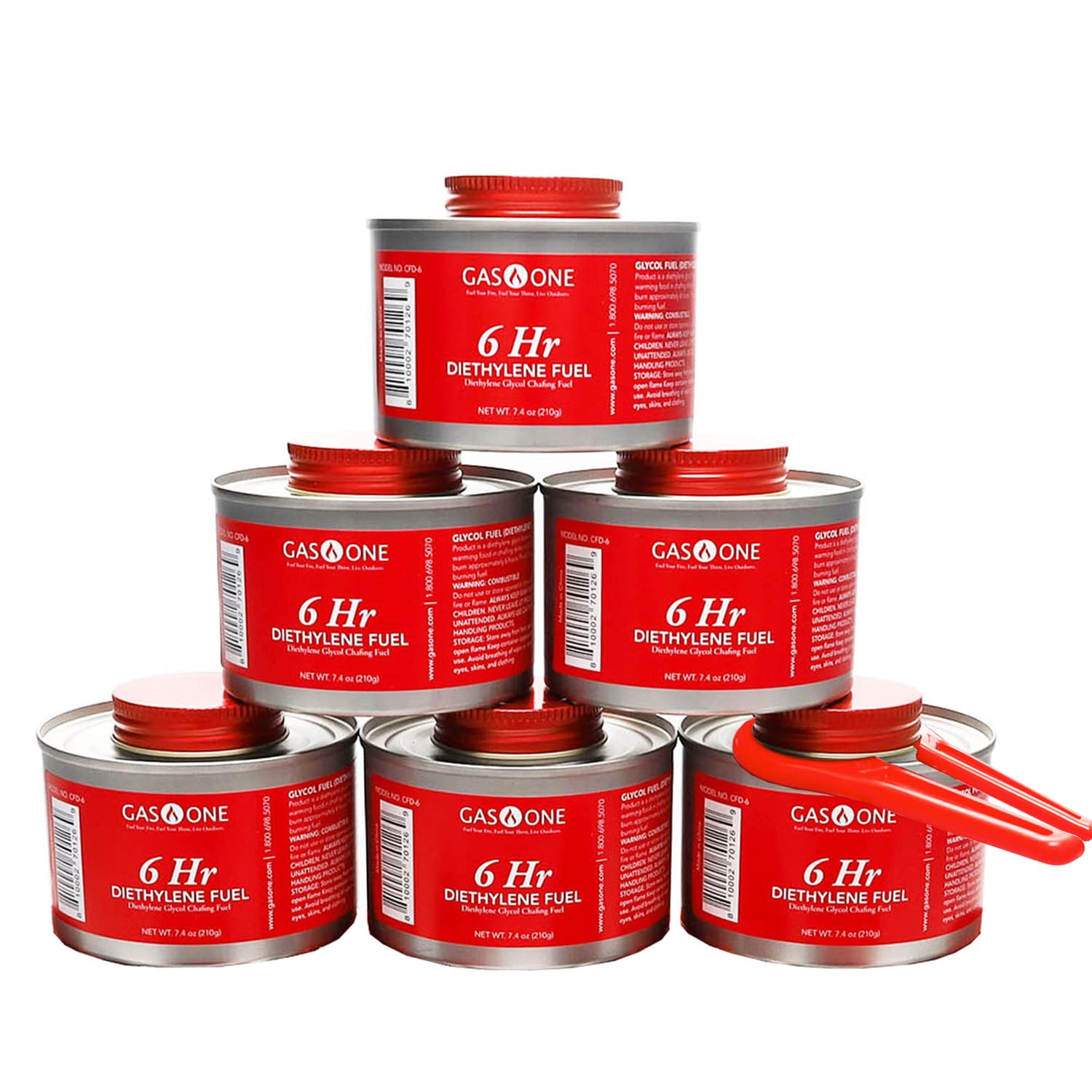 Gas One 6 Pack 6 Hour Chafing Fuel - Food Warmer For Chafing Dish Buffet Set - Liquid Safe Fuel With Wick & Lid Opener For Chafi