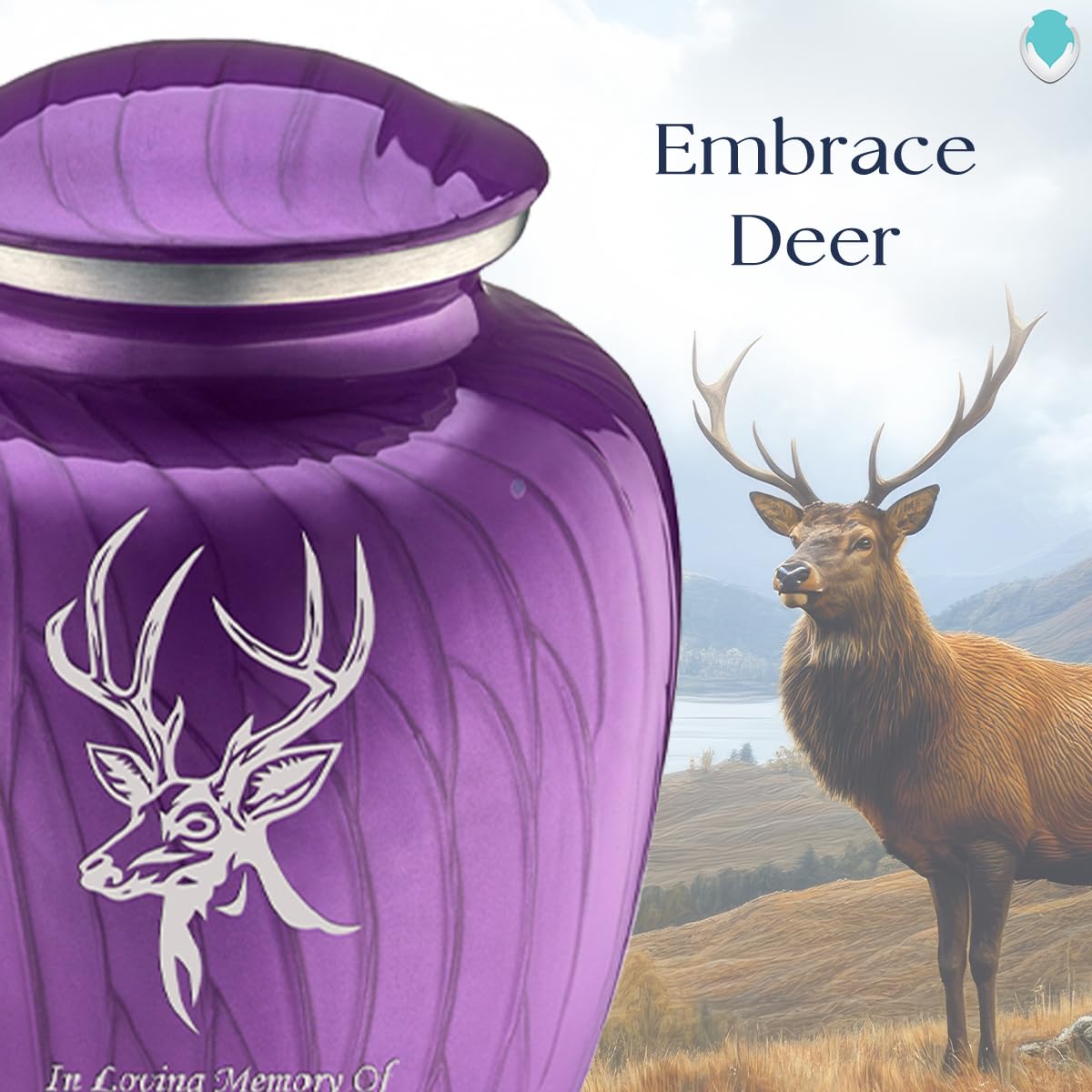 Geturns - Small Personalized Deer Cremation Urns for Human Ashes I Pearl Purple Funeral Urn for Men and Women I 44 lbs