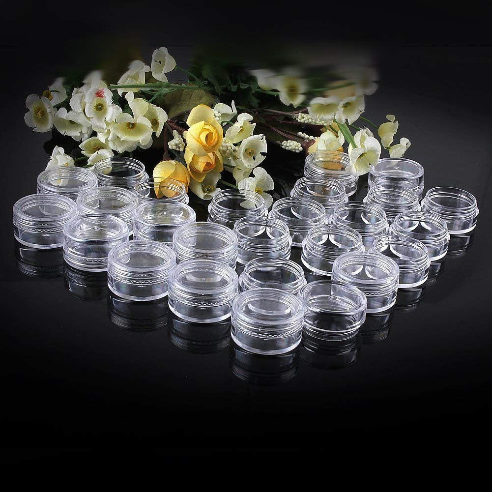 Onwon 25 Pcs Empty Clear Portable Travelling Plastic Cosmetic Containers 5 Gram Size Pot Jars Eyshadow Container