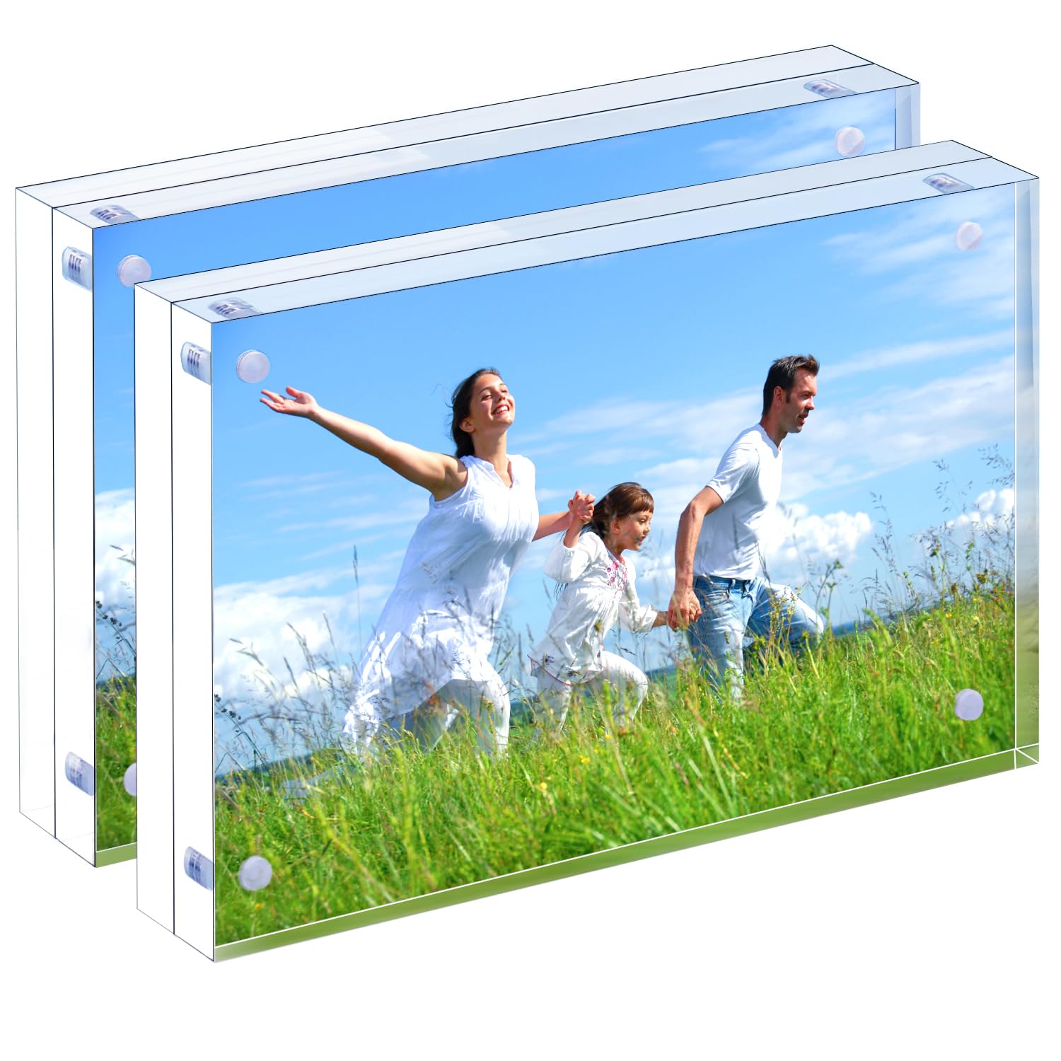 PITBVO Acrylic Picture Frame, 2pack 4x6 Inch Photo Frames, Magnetic Clear Acrylic Frames, Double-Sided Acrylic Frame Stand Pictu