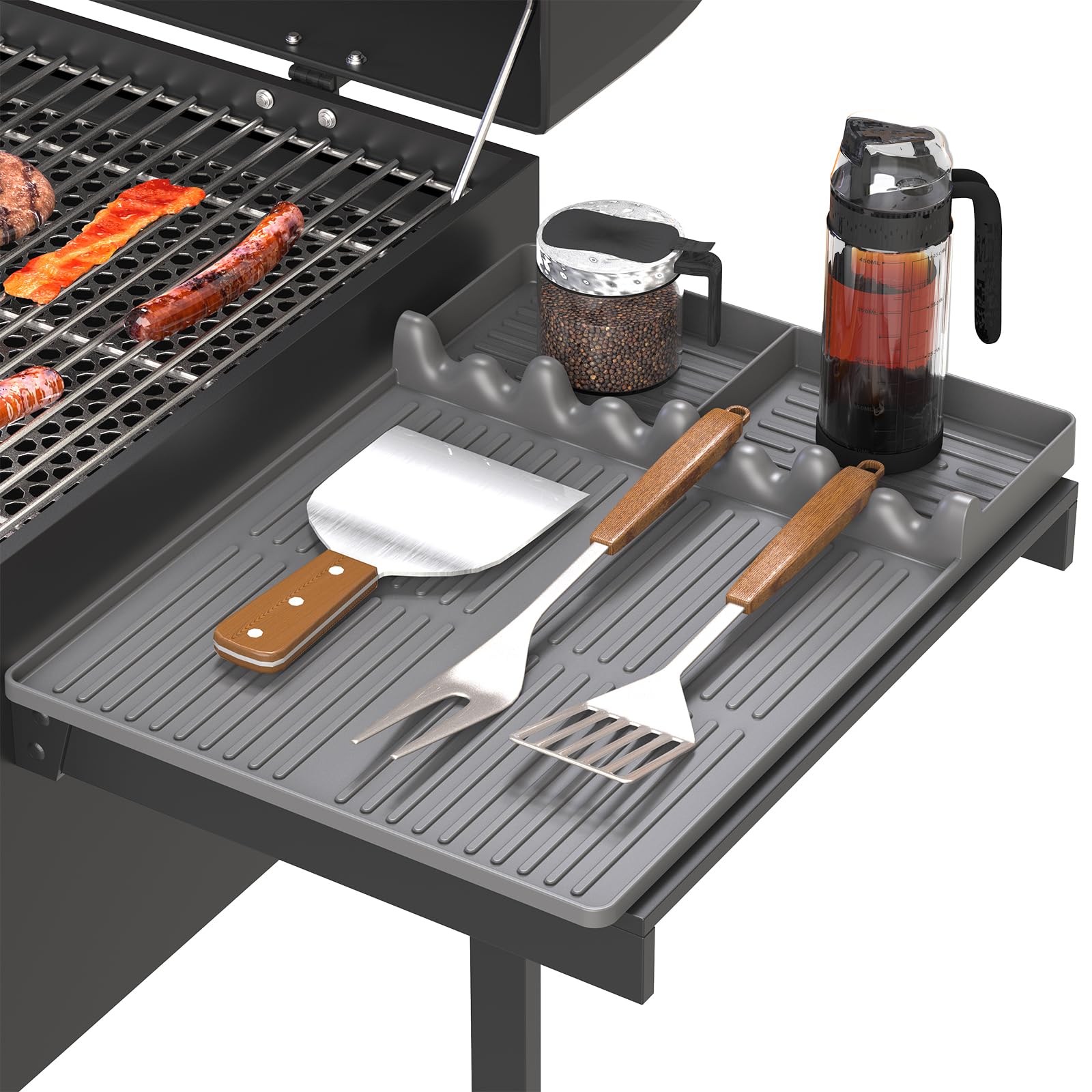 Griddle Mat Compatible With Blackstone, Silicone Grill Tools Mat With Drip Pad, Spatula Mat For Outdoor Grill, Side Shelf Mat Gr