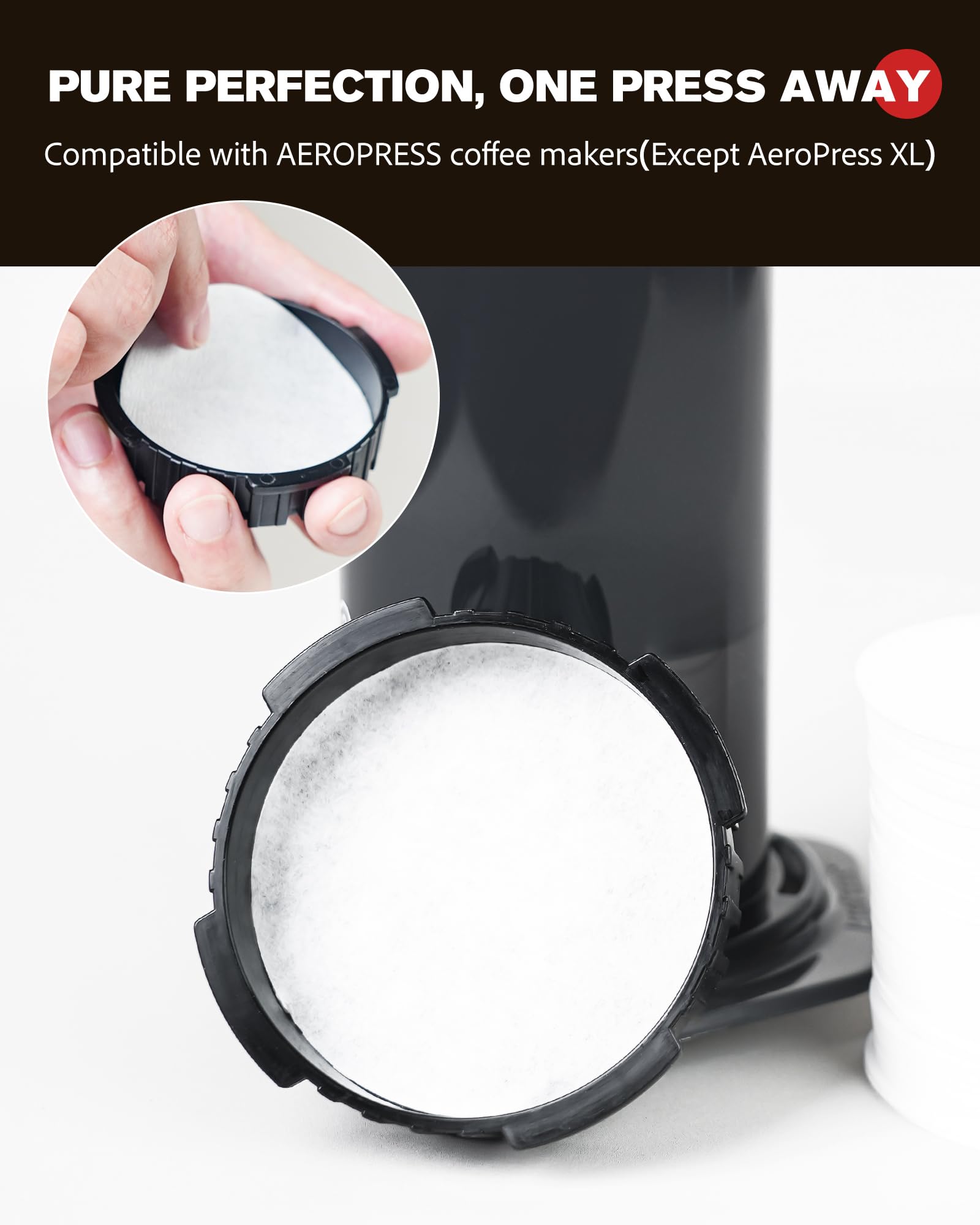 Portable 400-Count Replacement Paper Filters, 4-Pack - Conveniently Sealed, Disposable Coffee Filters Paper Compatible With Aero