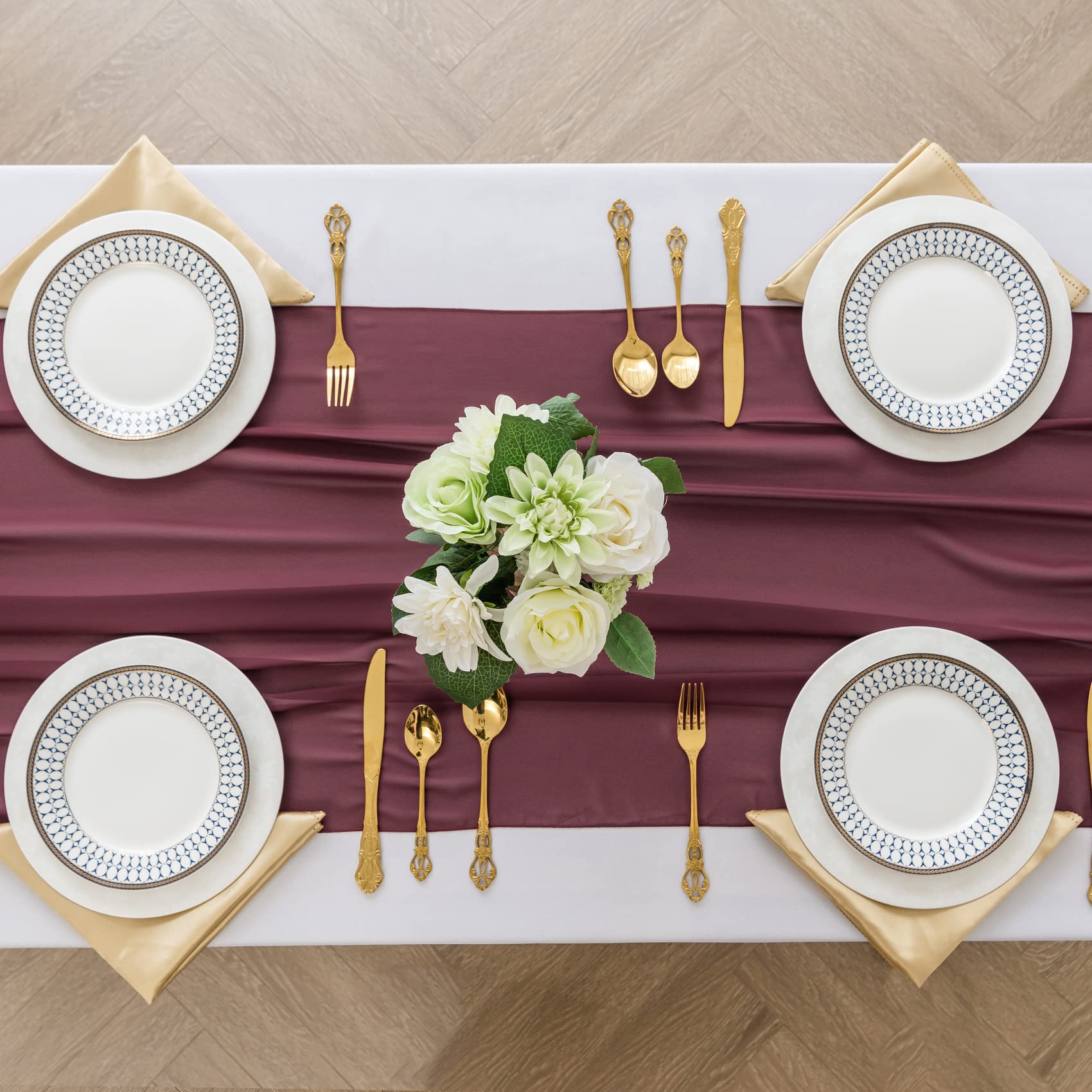 2Pack Chiffon Table Runner, Ailiti Wedding Table Runner, 29X120 Inches Gauze Table Runner, Rustic Sheer Table Decor For Romantic