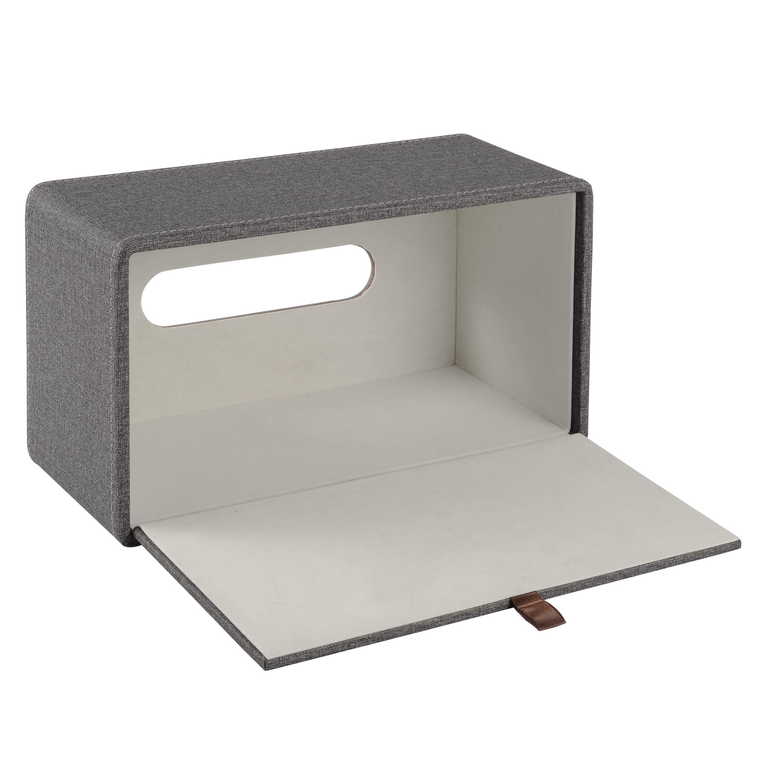 High-end Leather Tissue Box Holder Two Color Matching Rounded Rectangle Napkin Pumping Paper Case Dispenser  Facial for Home Bathroom Dresser Office Automotive Decoration (Gray)