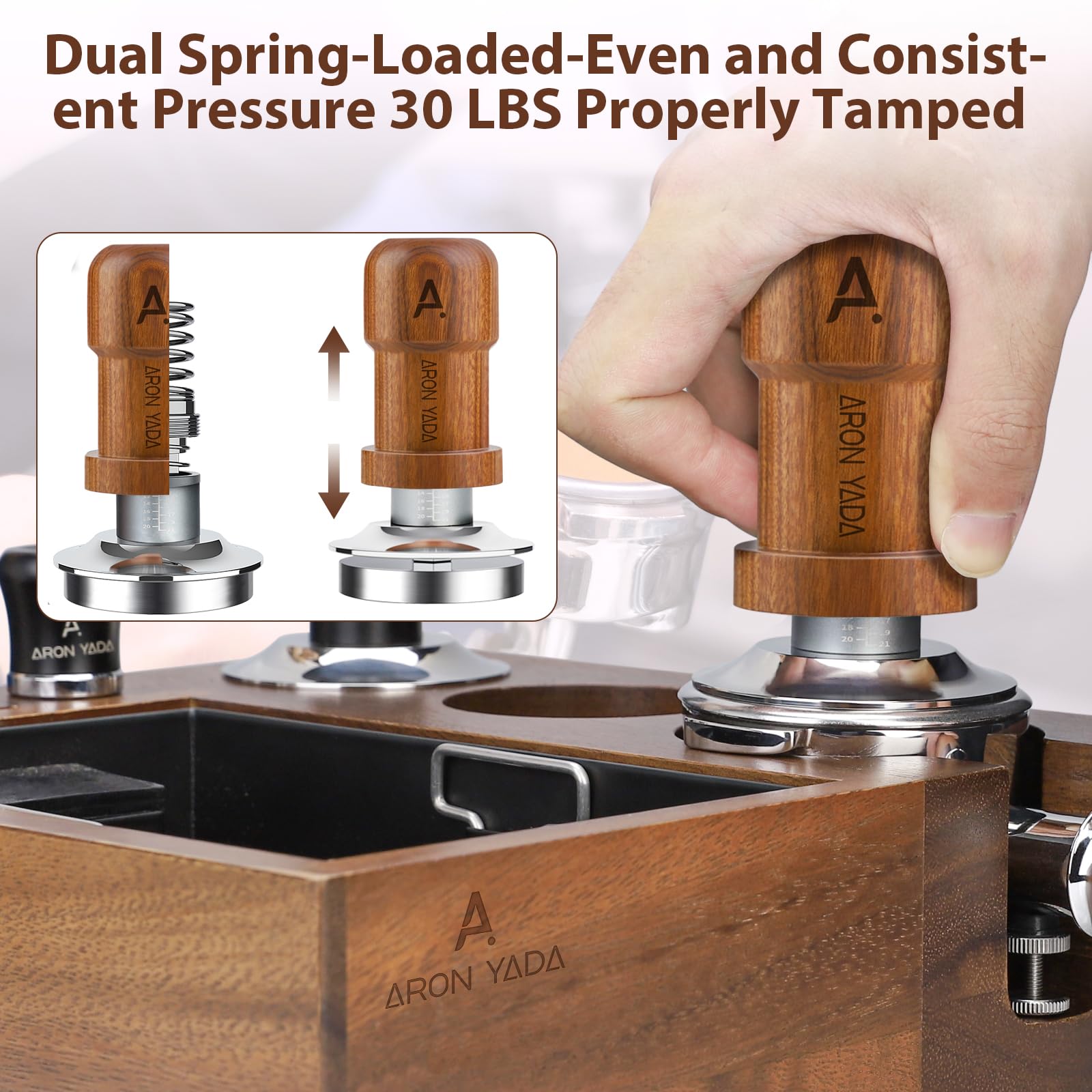 58.3Mm Espresso Tamper,2 Spring-Loaded Calibrated Tamper With Stainless Steel Ripple Base, Walnut Wooden-Handle Tamper Compatibl