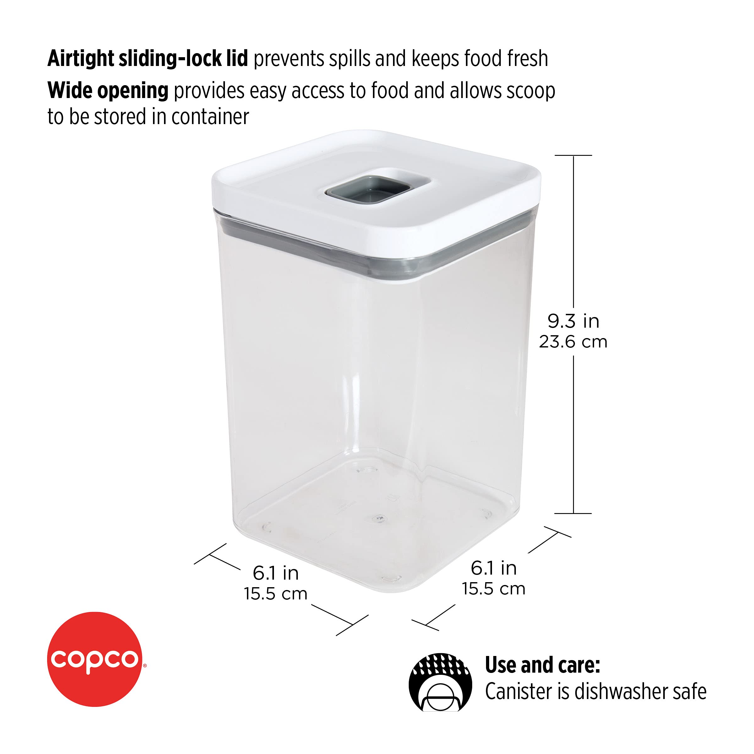 Copco Food And Organization Storage Container With Airtight Lid, 4.43-Quart, Clear