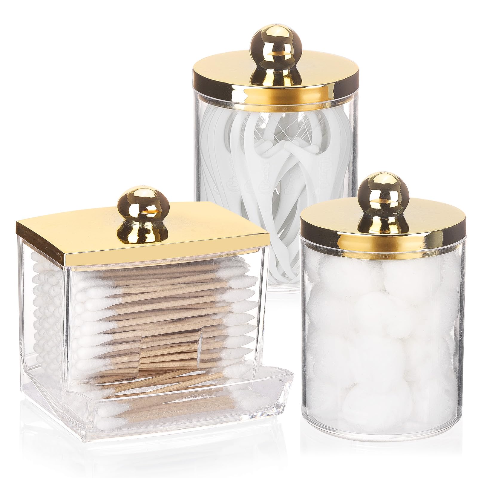 Tbestmax 10oz Cotton Ball Holder 7oz Qtips Dispenser, Bathroom Container Organizer for Storage Cotton Swabs, Pads - Apothecary J