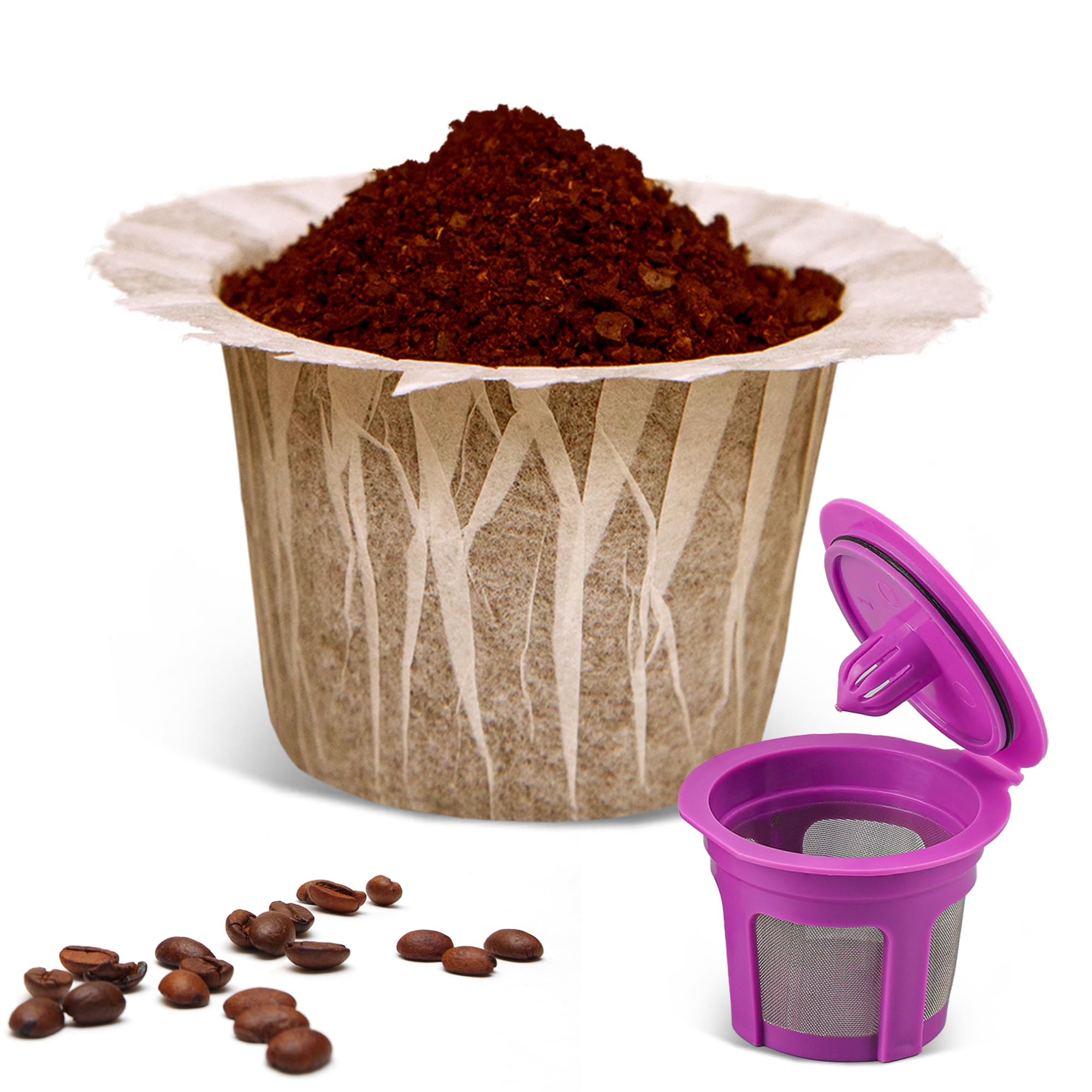 Disposable Coffee Filters,100 Count Natural Paper Filters Compatible With Keurig Single Serve 1.0 And 2.0, Fits All Brands Reusa