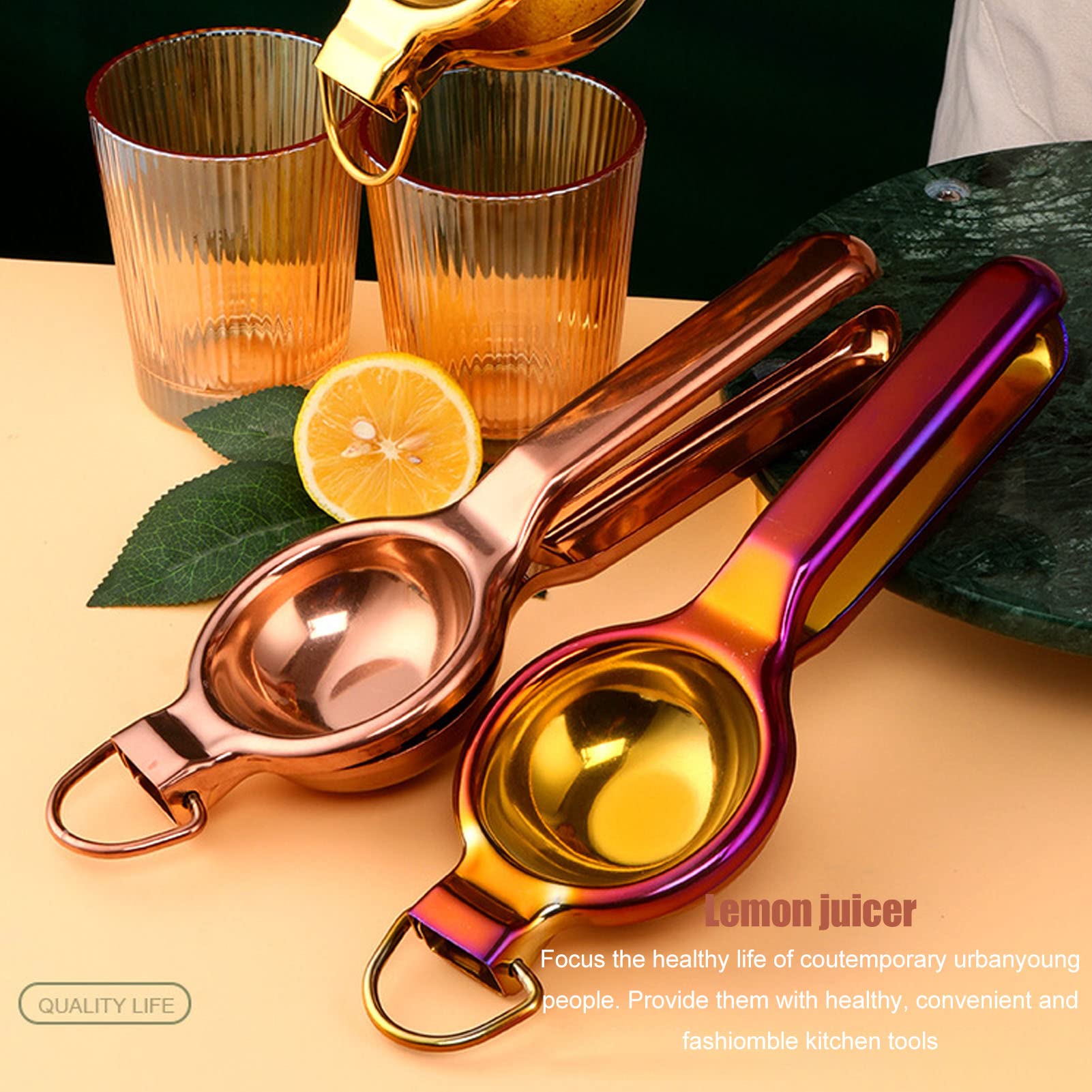 Lemon Squeezer, Stainless Steel Fruit Squeezer Hand Press With Long Non Slip Grip, Manual Lime Squeezer Lemon Juicer Citrus Sque