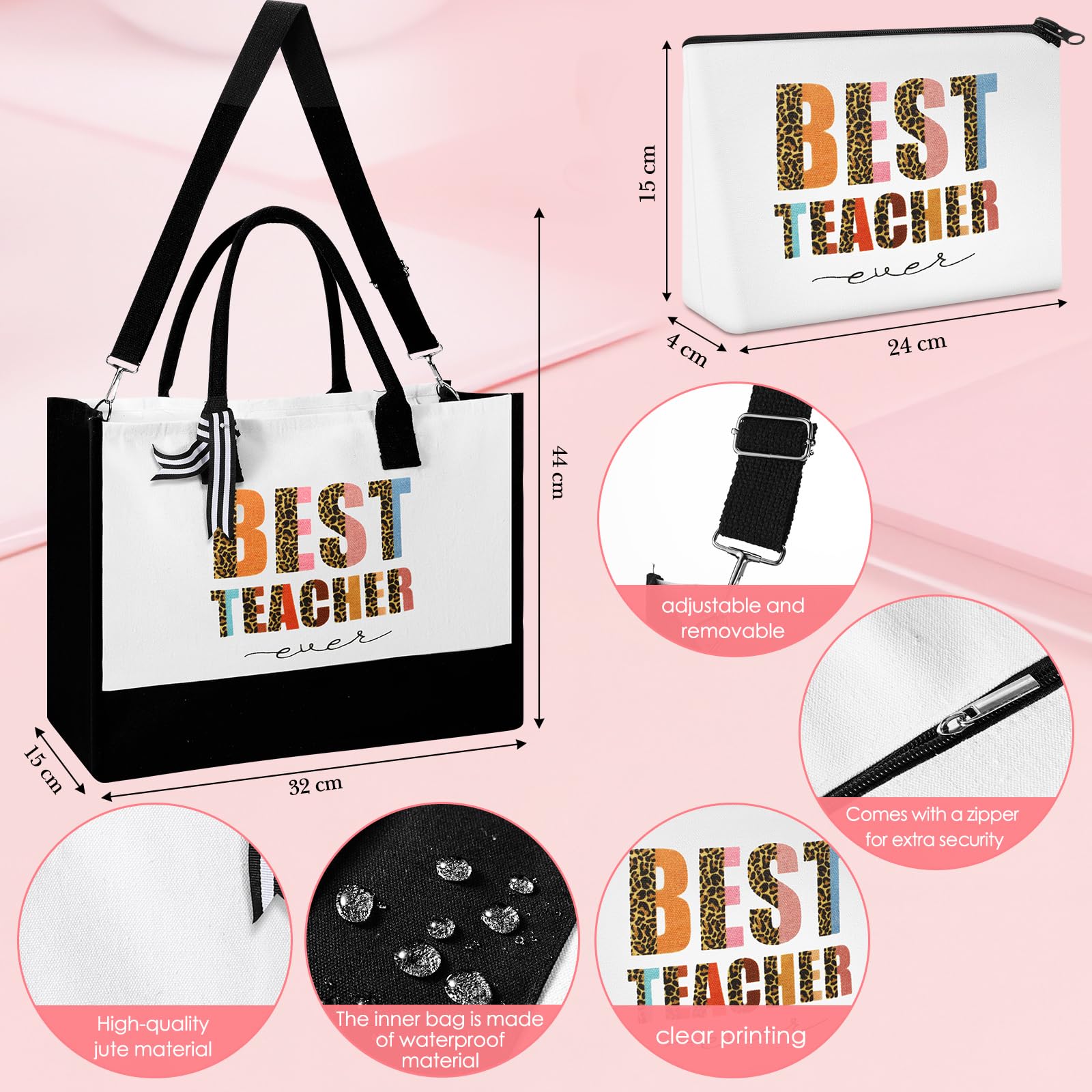 Sliner 4 Pcs Teacher Appreciation Gifts For Christmas Teacher Tote Bag For Women Teacher Gift Basket 20 Oz Insulated Tumbler Rai