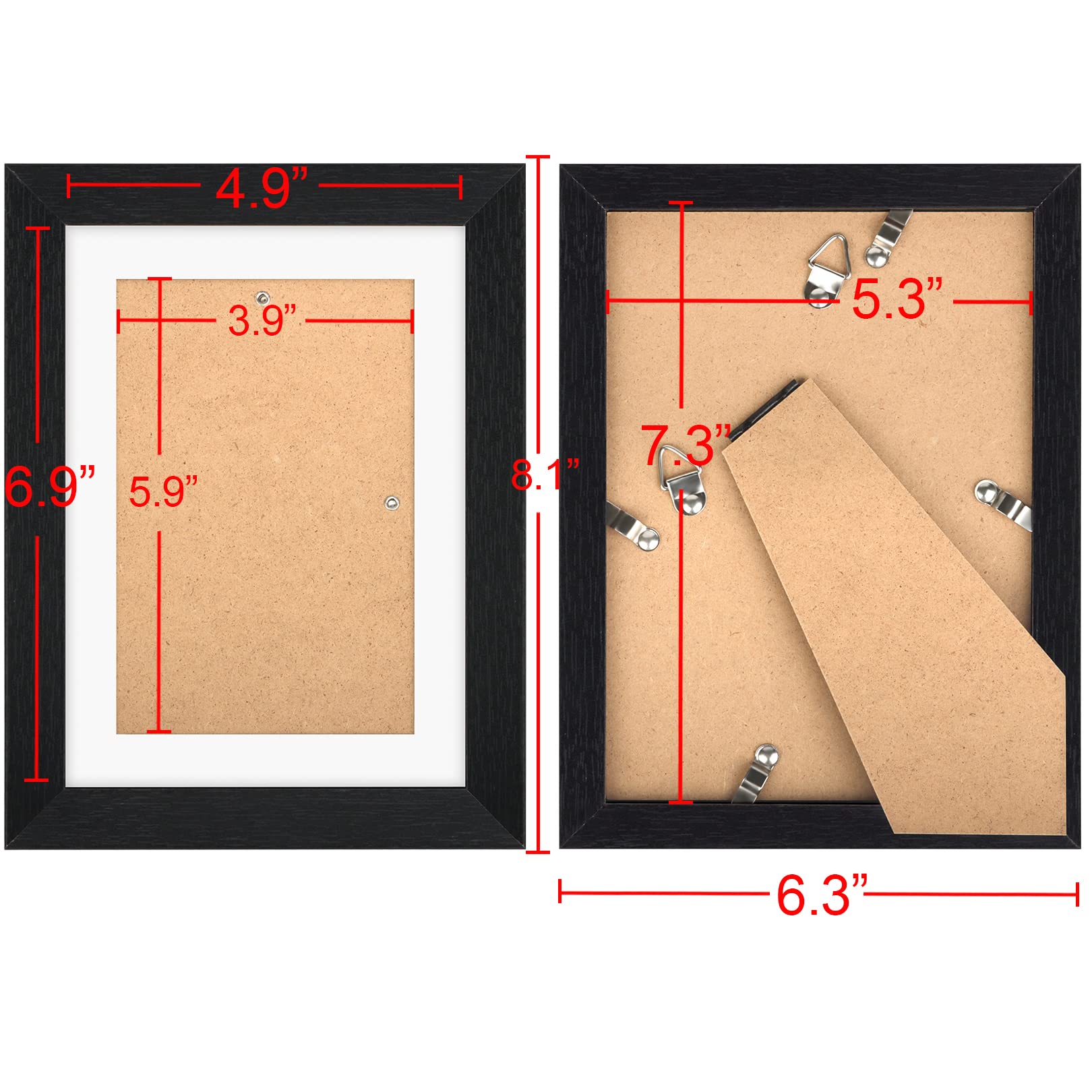 TOFOREVO 5x7 Picture Frames Set of 6 Black Wood Grain Photo Frame for Gallery Wall Mounting or Tabletop Display