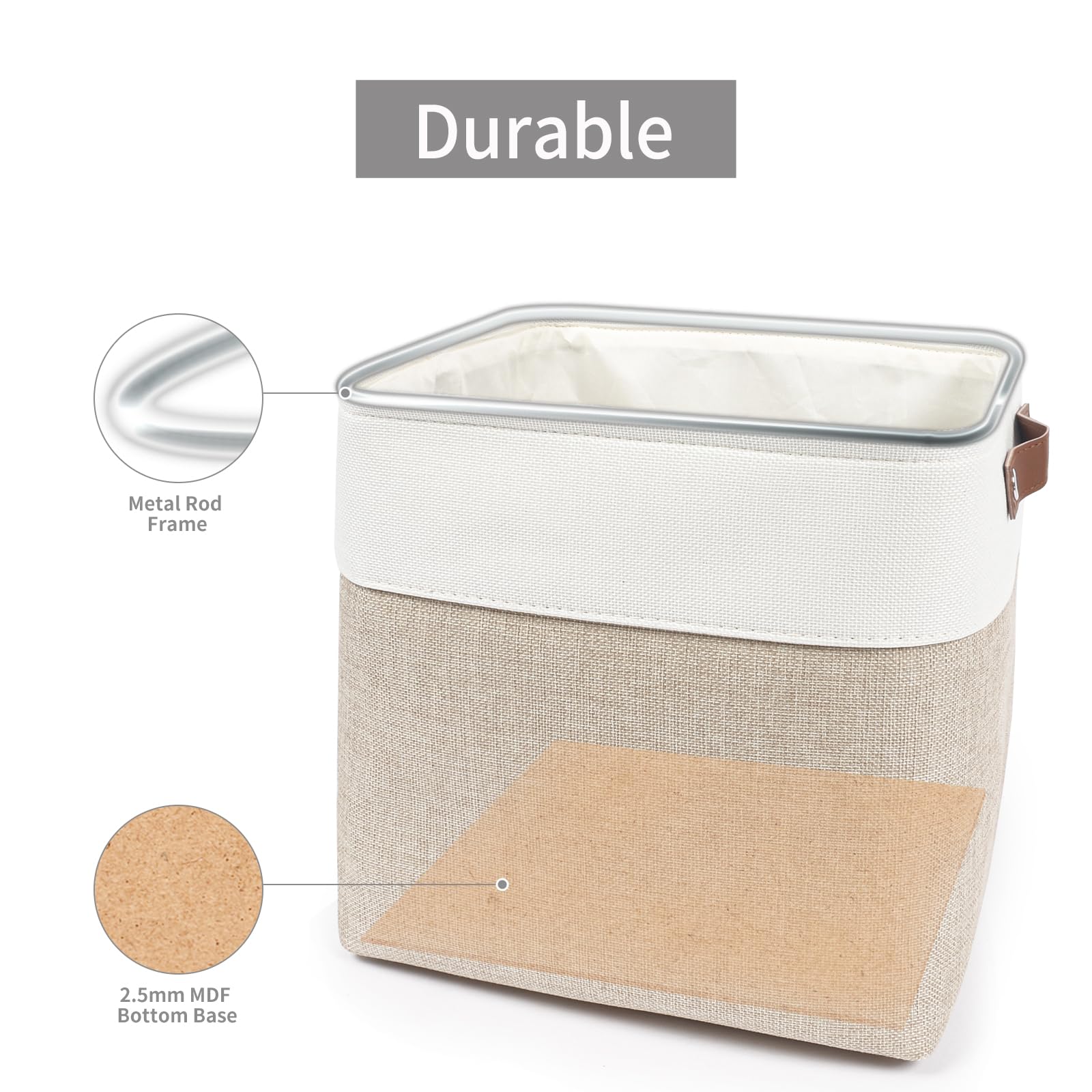 Bagnizer Collapsible Fabric Storage Cubes 11X11 Cube Storage Bins, 4 Pack Closet Baskets Box With Handles For Organizing, Shelf,