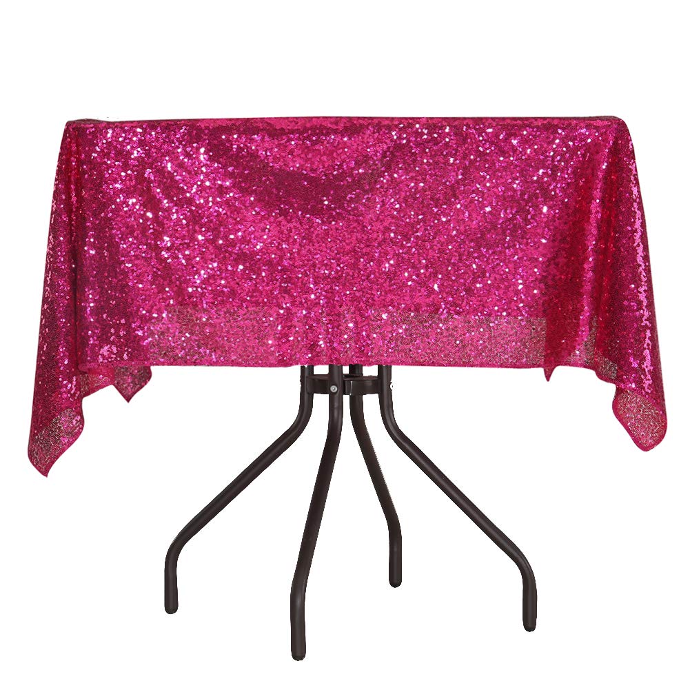 Squarepie Sequin Tablecloth Rectangle 50 X 72 Inch Hot Pink Reflect Lights Glitter Table Linen For Wedding Party