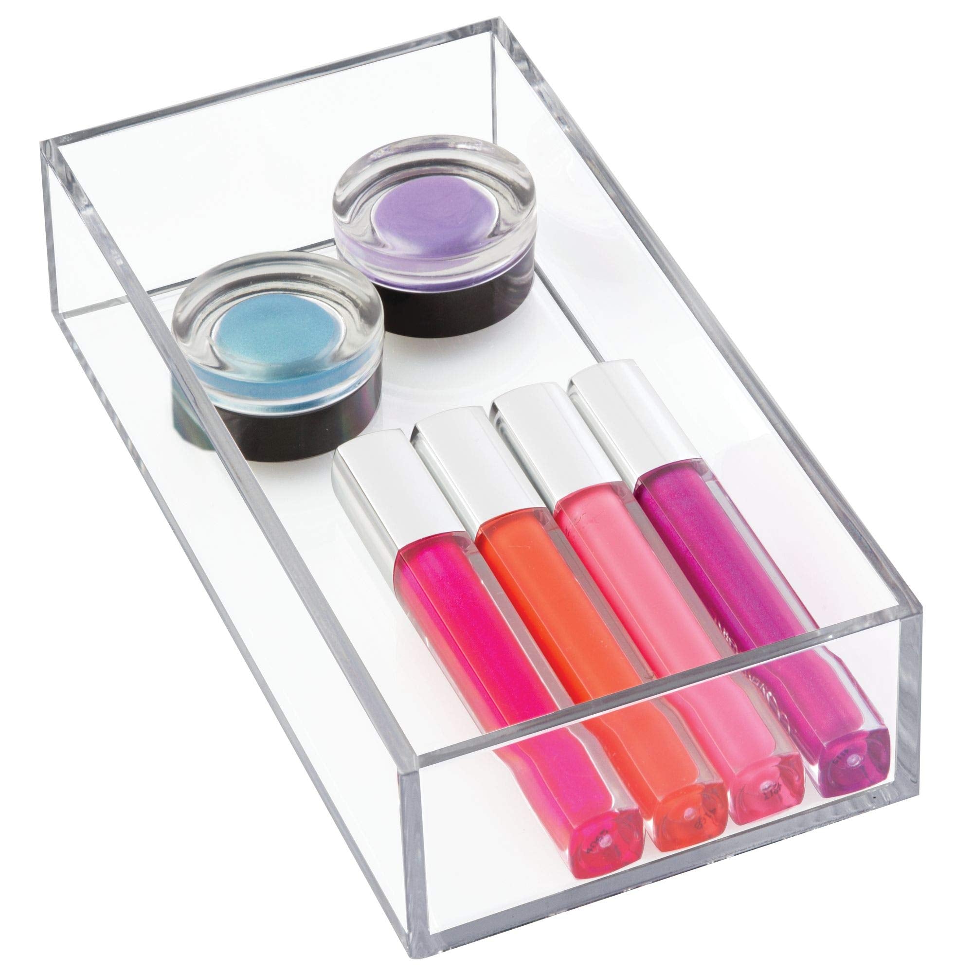 iDesign Clarity Plastic Drawer Organizer for Vanity, Countertop, Bathroom, Kitchen and Cabinet Storage, 8 x 4 x 2, Clear