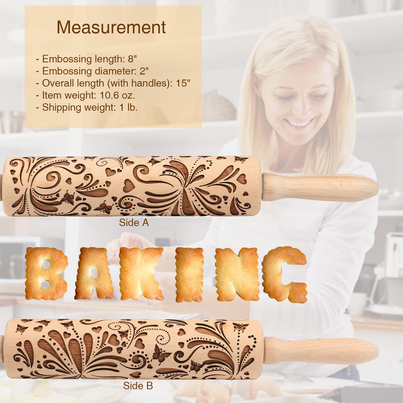 Embossed Rolling Pin For Baking Cookies Embossing Rolling Pins With Design Wooden Engraved Springerle Roller Pin Dough Christmas