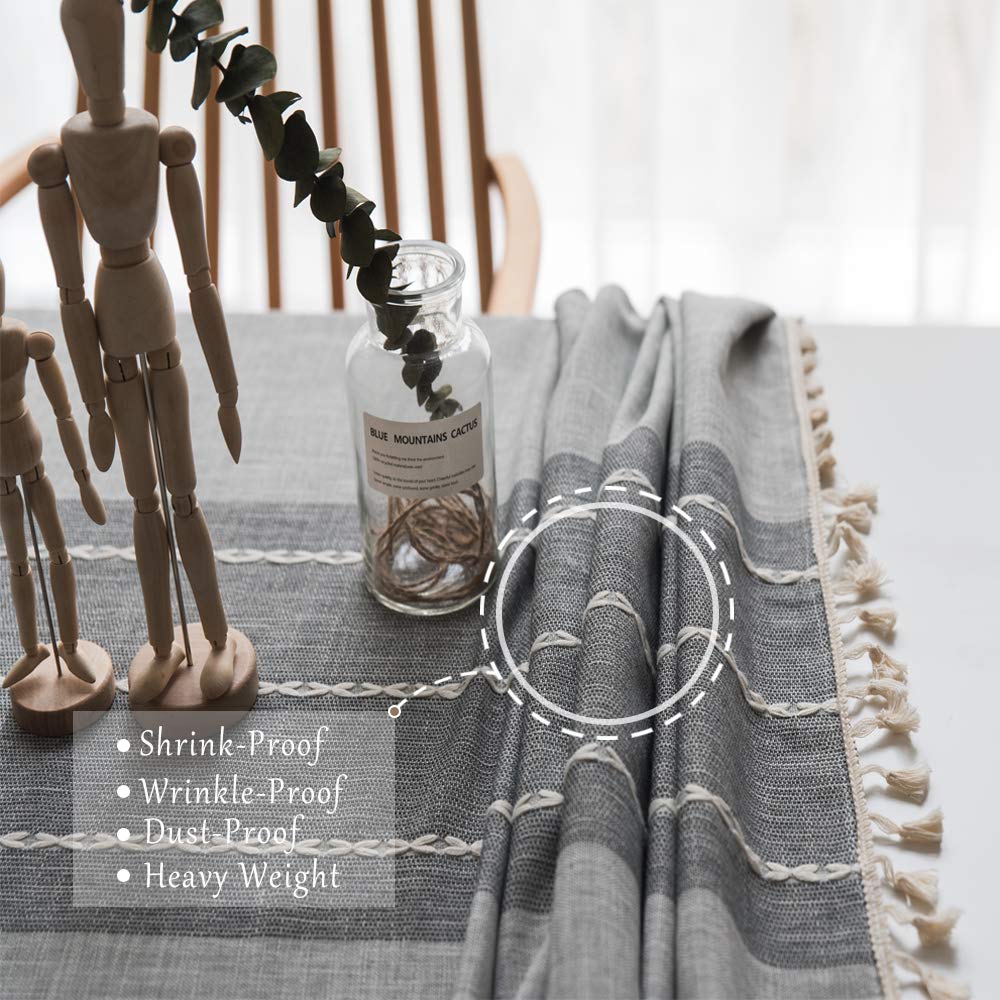 Tewene Tablecloth, Rectangle Table Cloth Linen Wrinkle Free Anti-Fading Tablecloths Washable Dust-Proof Table Cover For Kitchen