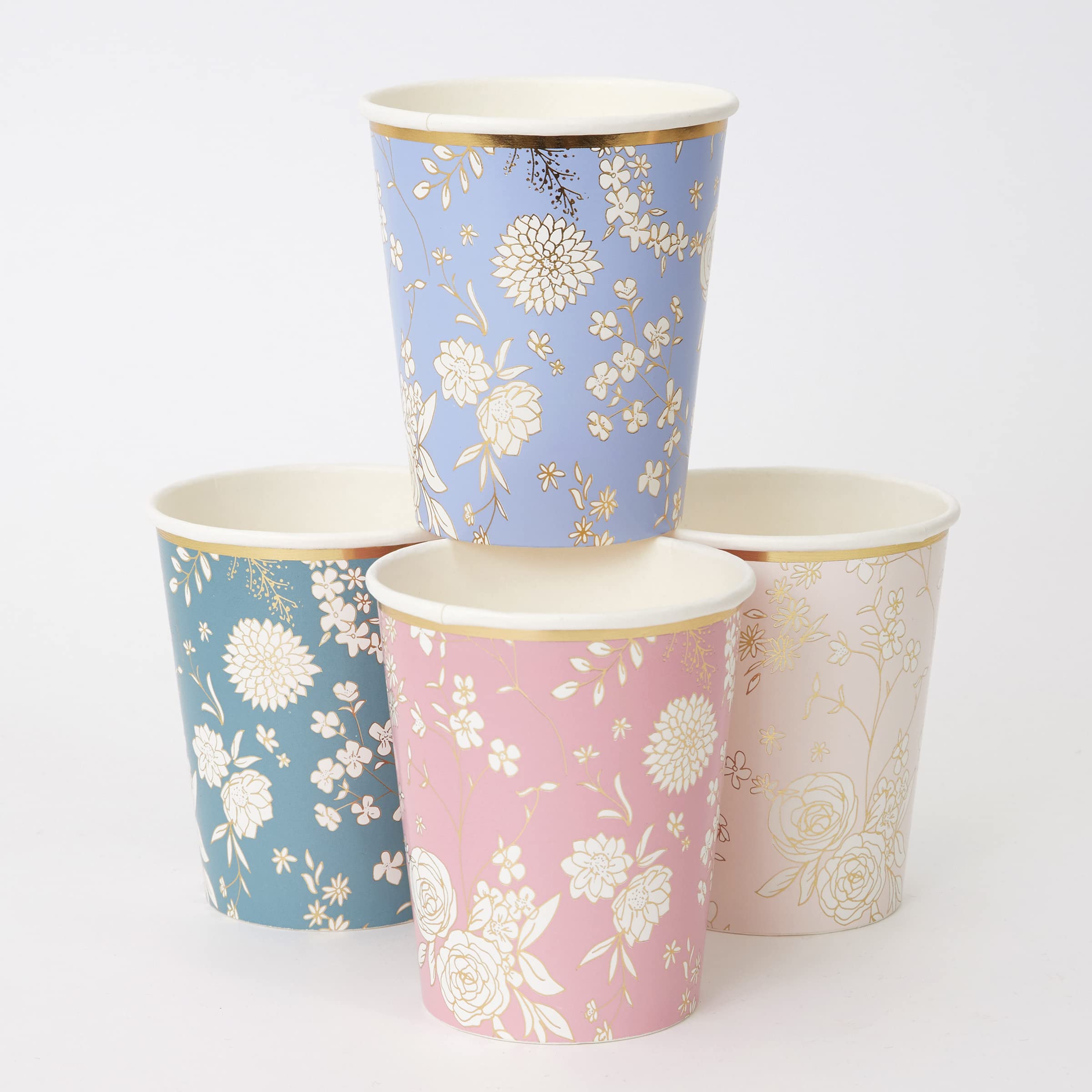 Meri Meri Flower Cups (Pack Of 8), Floral Paper Cups, 9Oz Disposable Party Cups, Garden Party Cups Sized For Kids & Adults, Idea