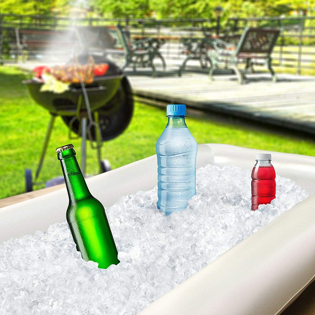 Moon Boat 2 Pcs Inflatable Serving/Salad Bar Tray Food Drink Holder - Bbq Picnic Pool Party Buffet Luau Cooler,With A Drain Plug