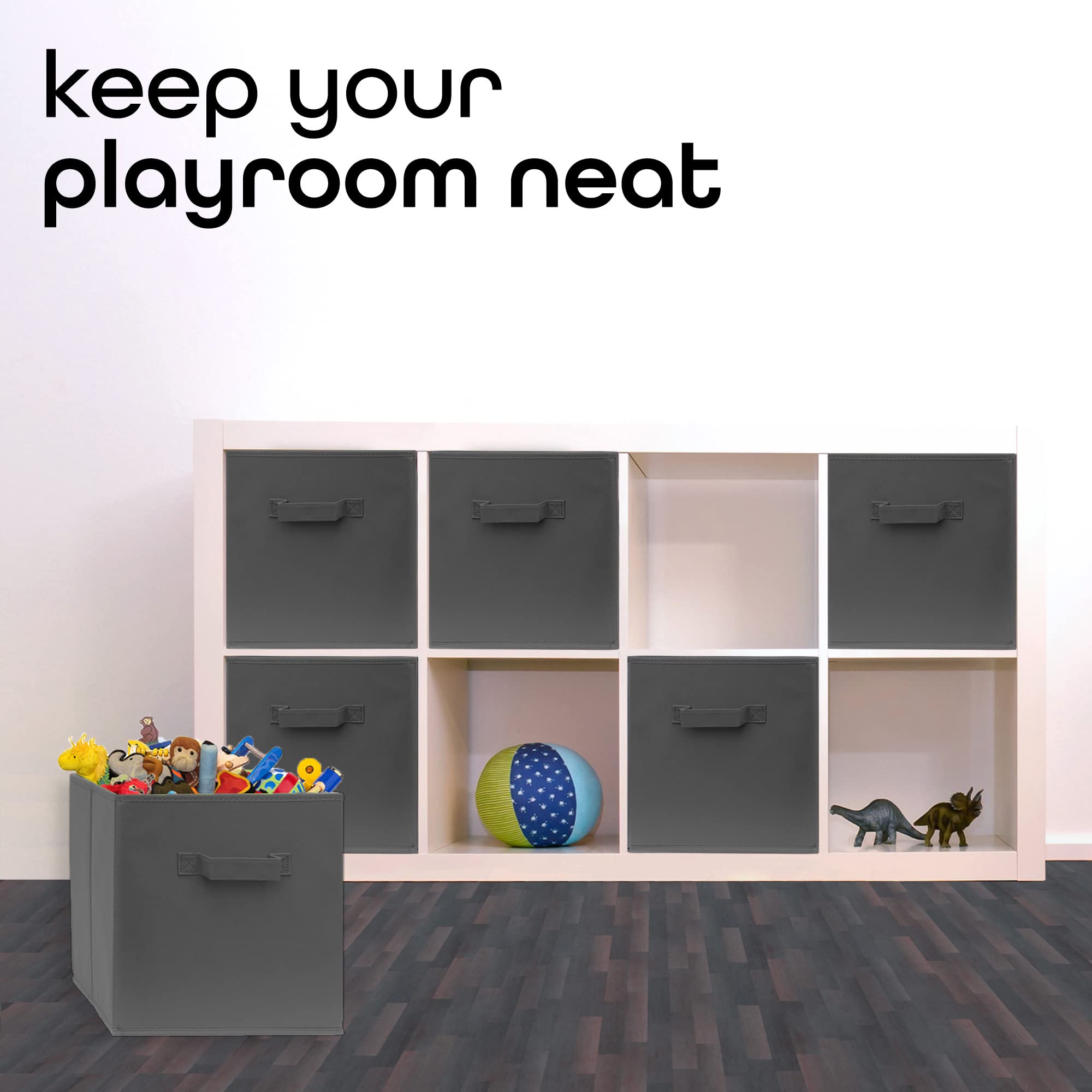 Pomatree 12X12X12 Inch Storage Cubes - 6 Pack - Fabric Cube Storage Bins | Dual Handles, Foldable | Home, Kids Room, Closet And
