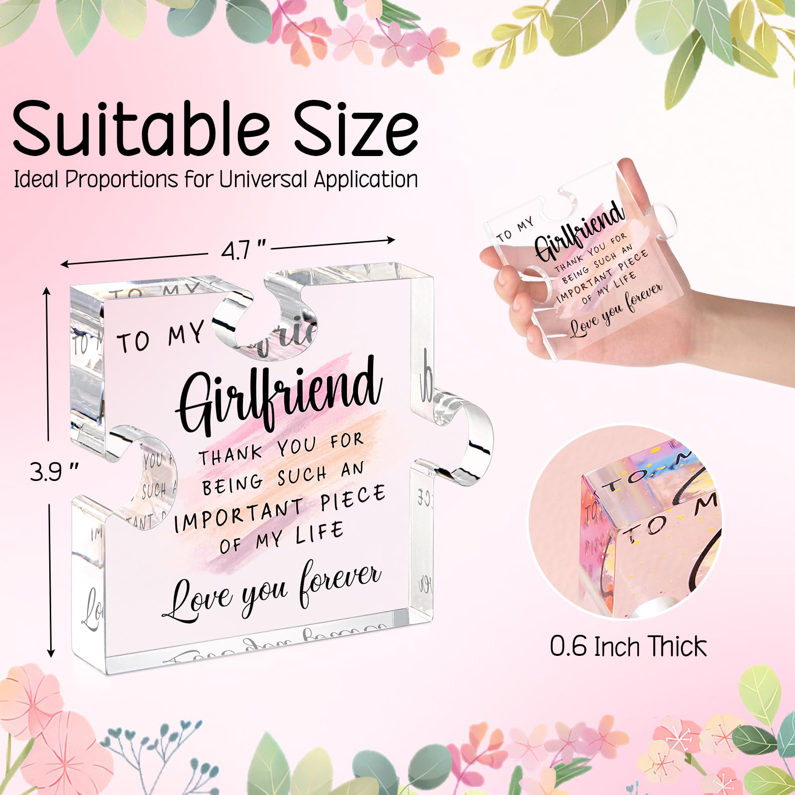 Gifts for Girlfriend from Boyfriend -Girlfriend Puzzle Piece Gift Unique Girlfriend Birthday Gifts for gf Valentines Mothers Day