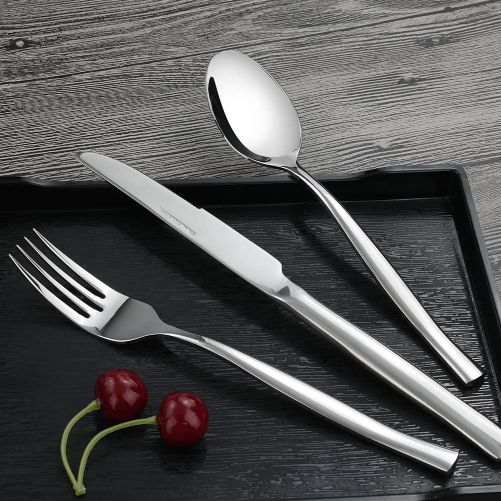 Idomy 60-Piece Stainless Steel Flatware Set, Cutlery Set Service For 12
