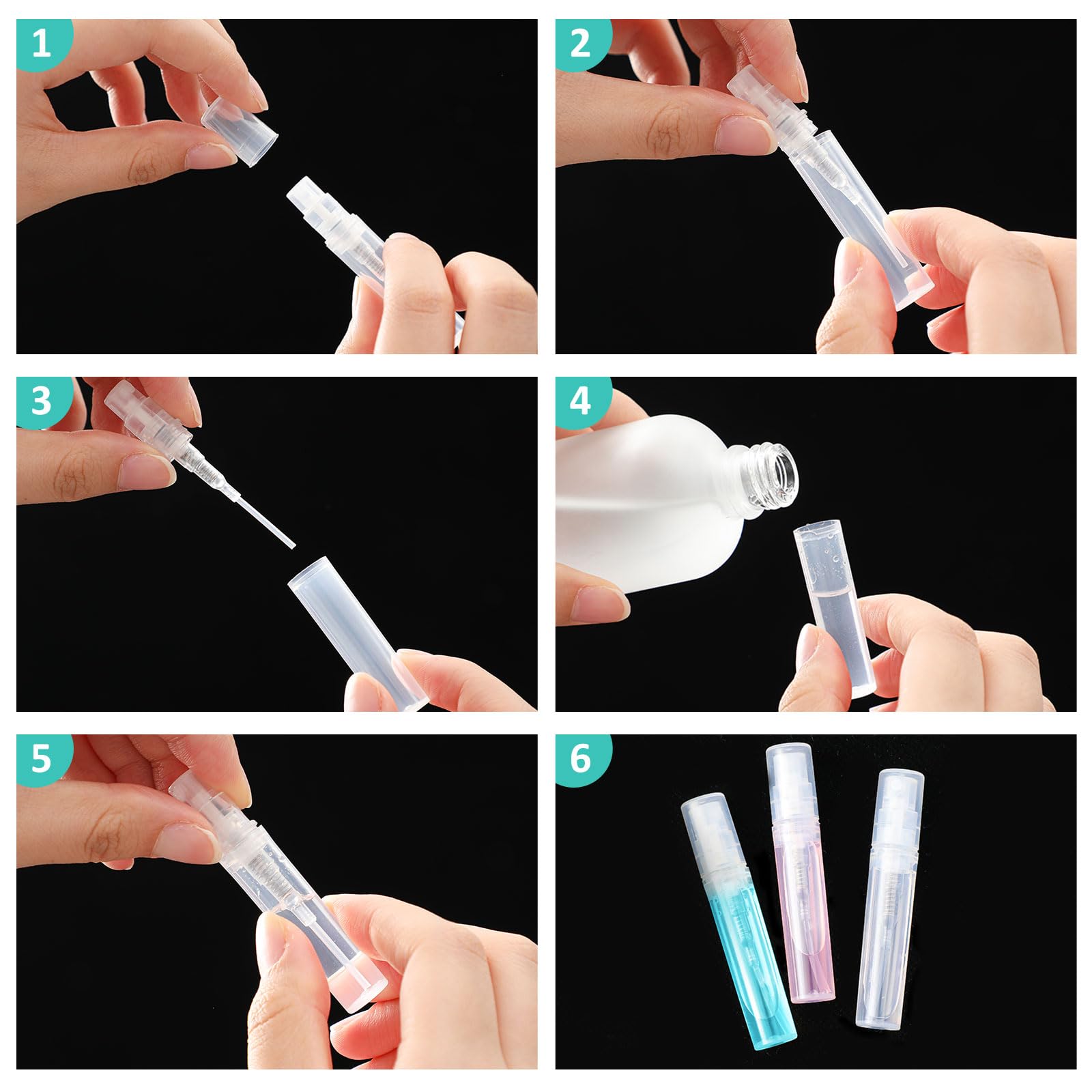 Zhehao 200 Pcs Mini Spray Bottles 3 Ml Clear Plastic Perfume Bottles Refillable Fine Mist Perfume Atomizer Portable Empty Sample
