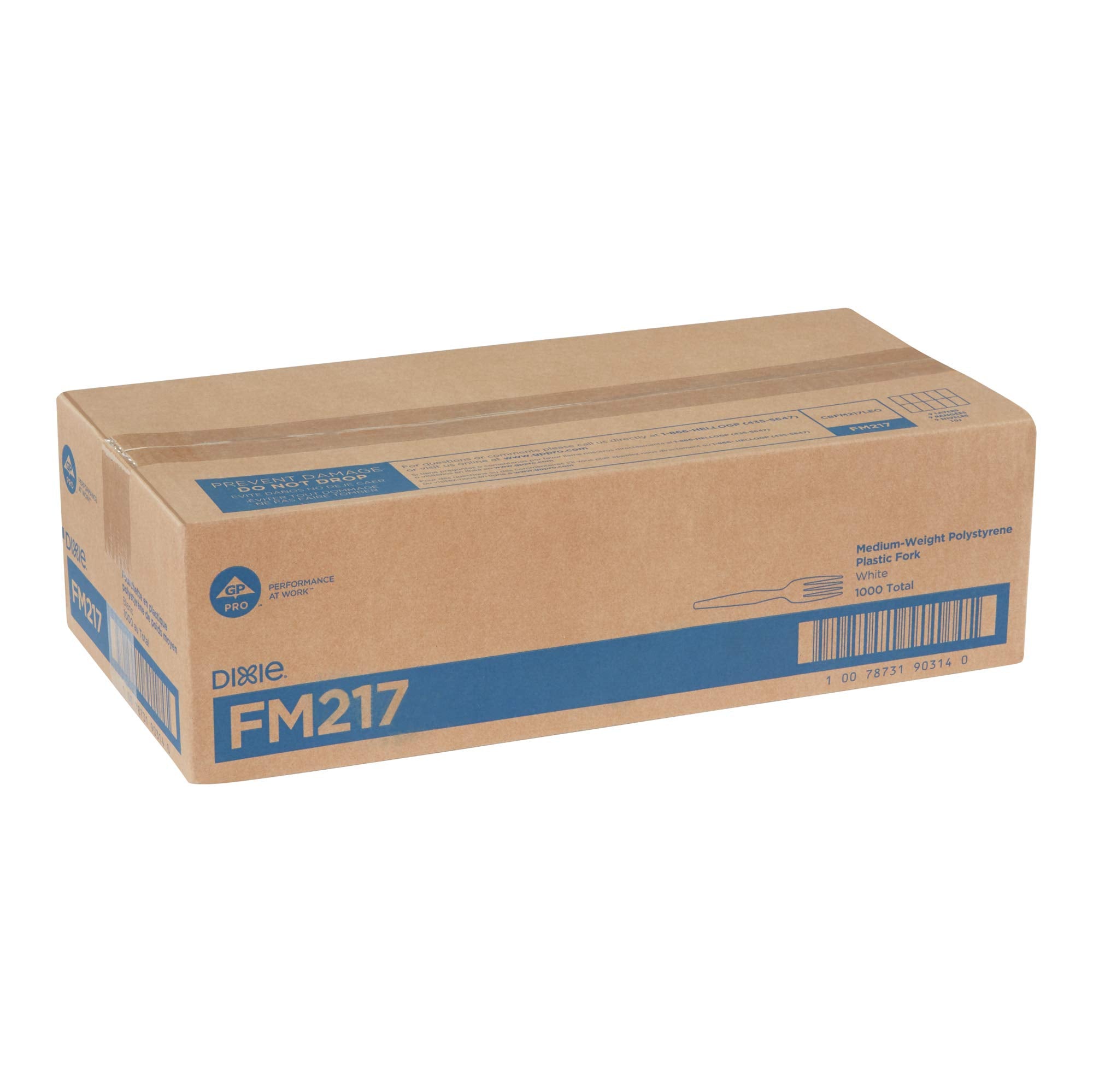 Dixie 6.104'' Medium-Weight Polystyrene Plastic Fork By Gp Pro (Georgia-Pacific), White, Fm217, (Case Of 1,000), 1 Box Of 1000
