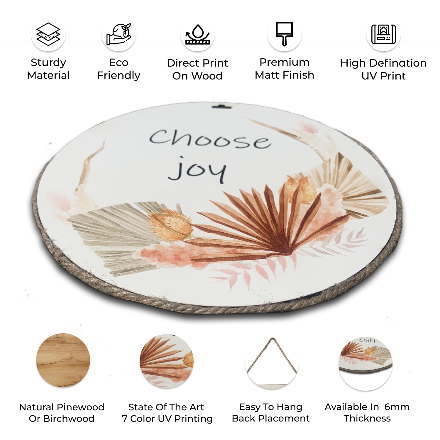 Chalk My Theme Choose Joy Positive Quote Wall Hangings For Home Decoration Wood Print Wooden Wall Art Decorative Item For Living