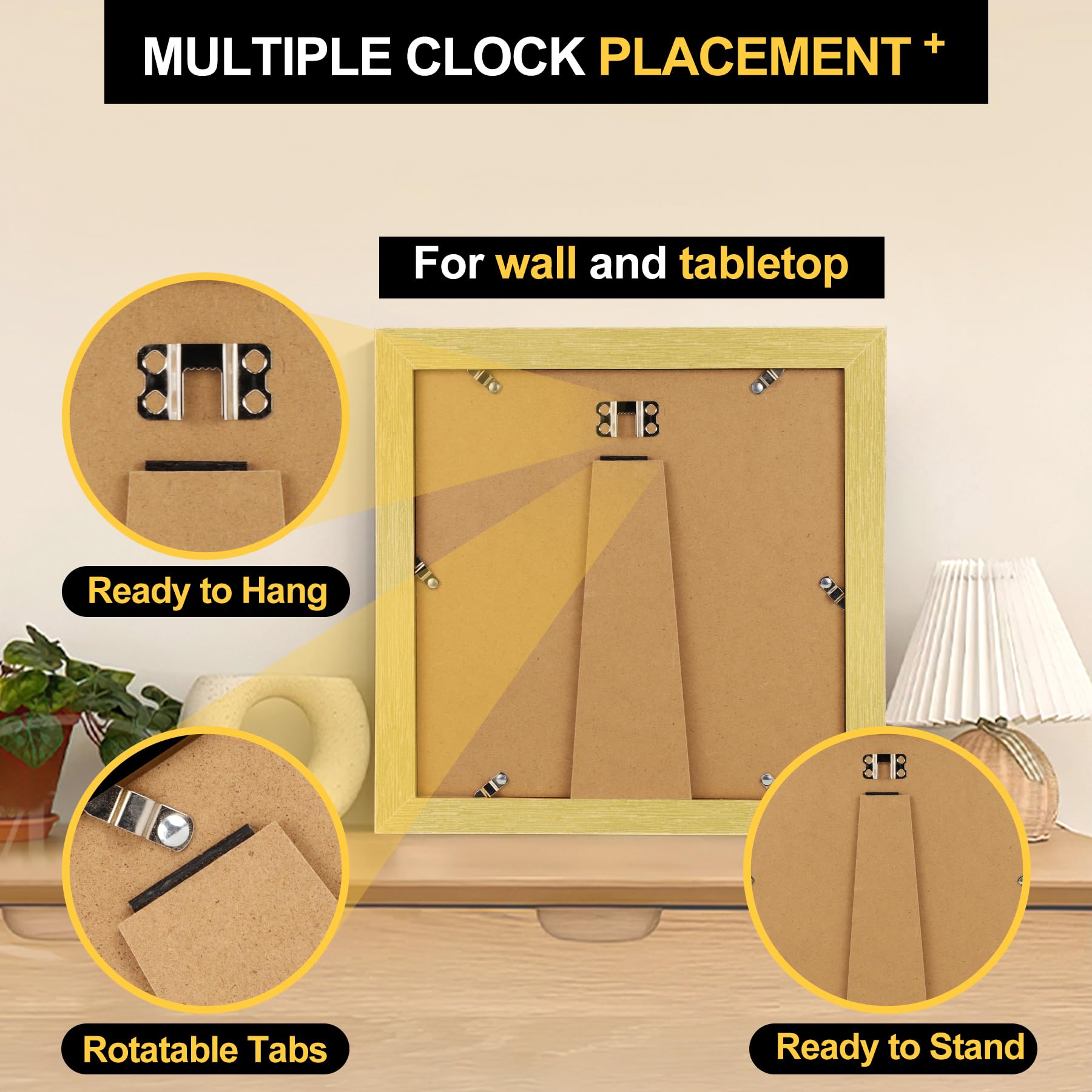 TOFOREVO Picture Frames 10x10 Set of 2 Distressed Gold Wood Grain Photo Frame for Gallery Wall Mounting or Tabletop Display