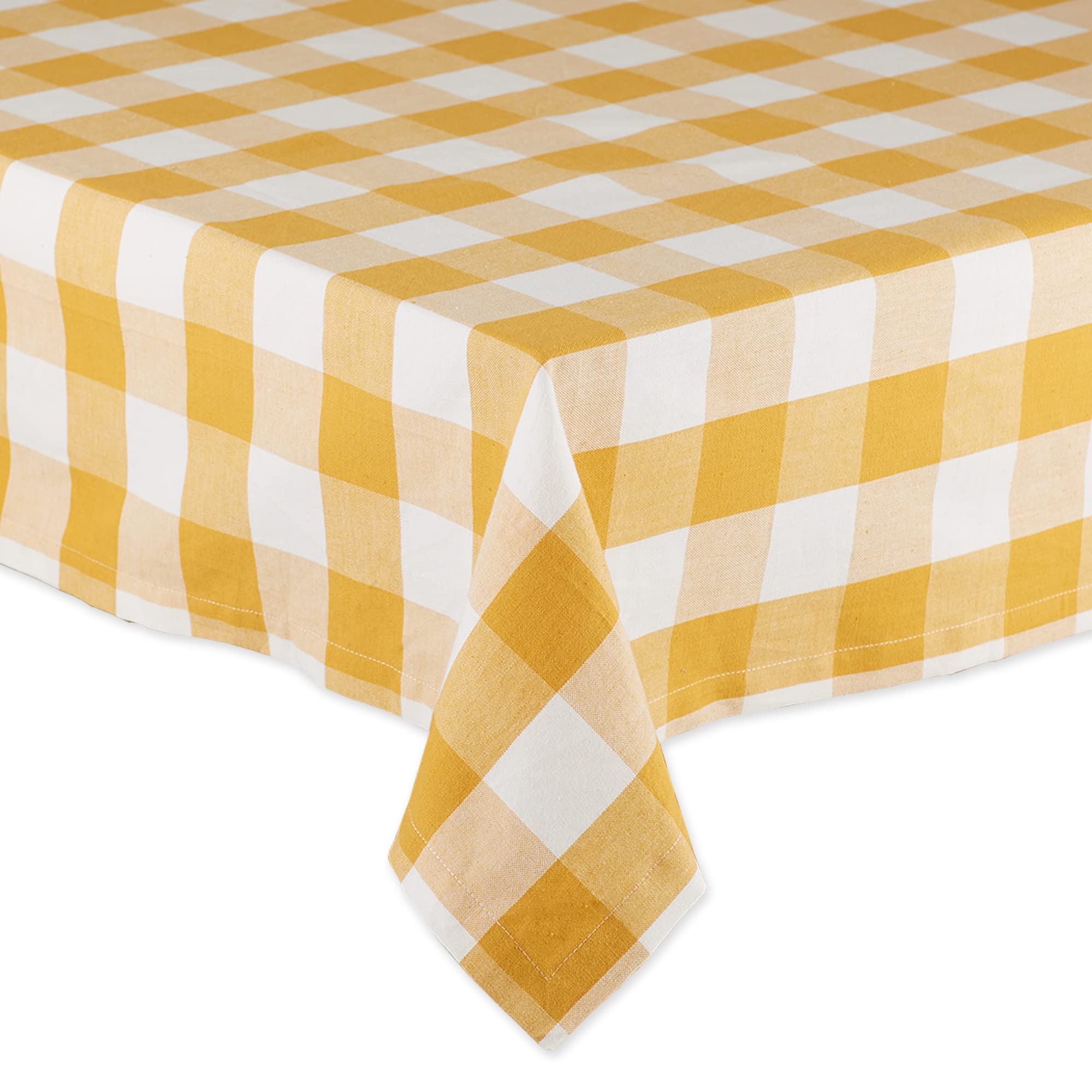 Dii Buffalo Check Collection, Classic Farmhouse Tablecloth, Tablecloth, 52X52, Honey Gold