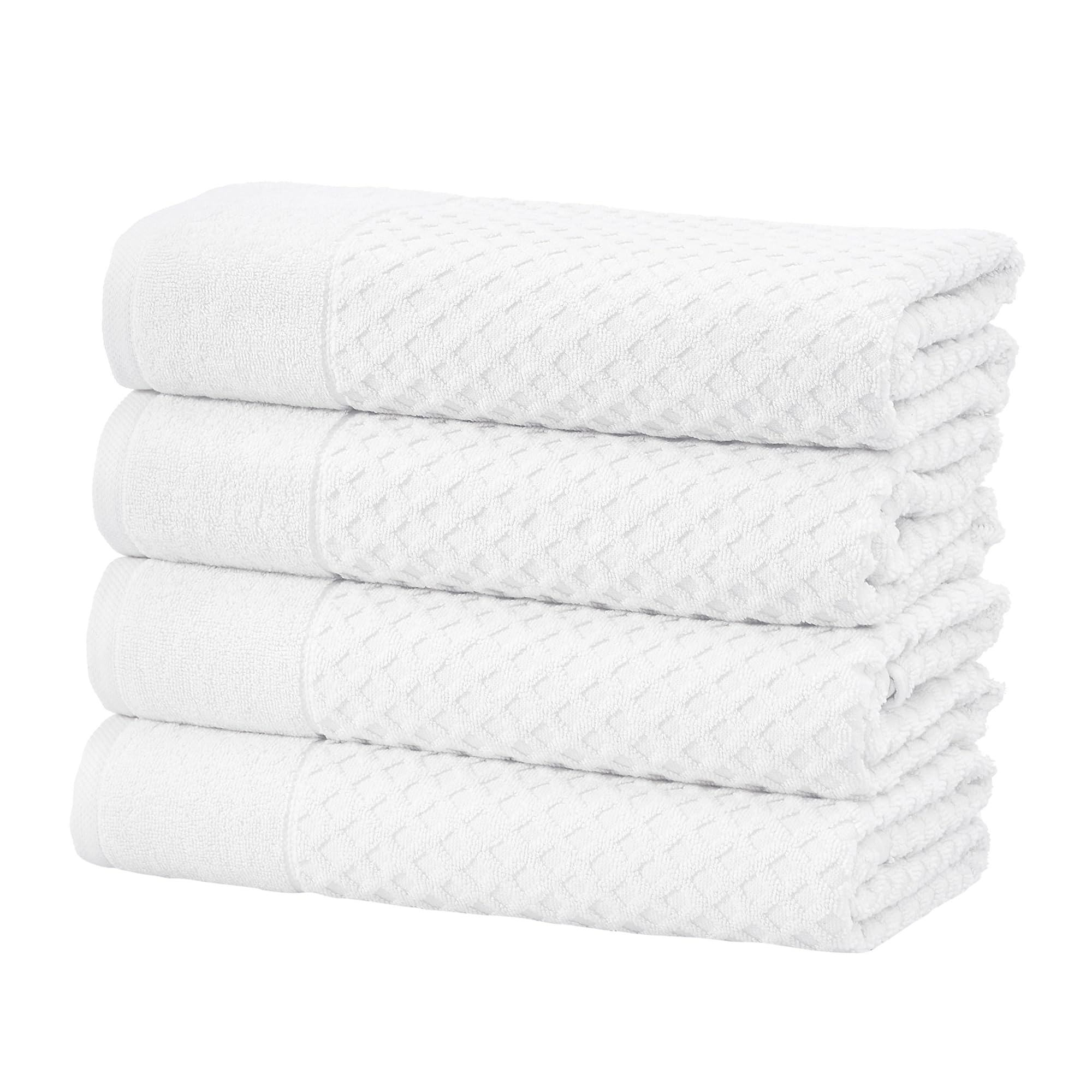 Great Bay Home 100% Cotton White Bath Towel Set | 4 Soft Bath Towels (30 x 52 inches) | Highly Absorbent  Quick Dry Bath Towels | Grayson Collection (Set of 4  Diamond Optic White)